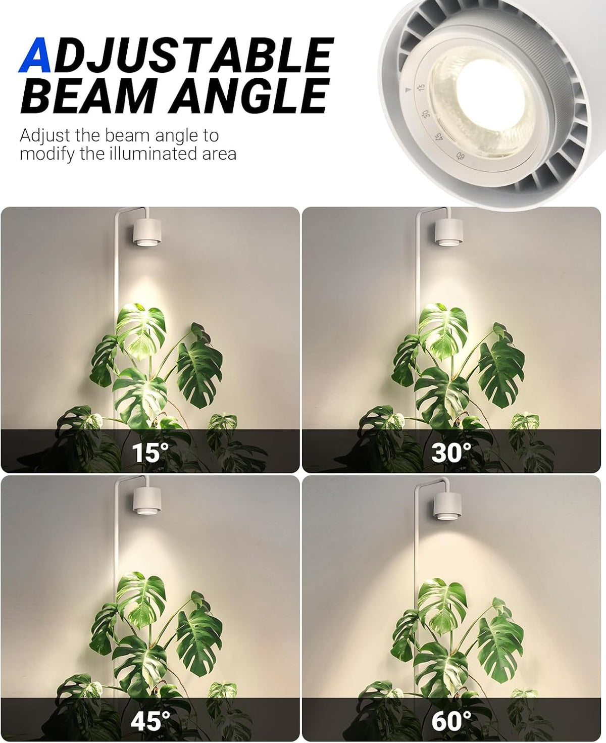 Barrina TR40D 40W LED Grow Lights 4000K | Full Spectrum, 15°-60° Adjustable & Timer | TR40D(White)