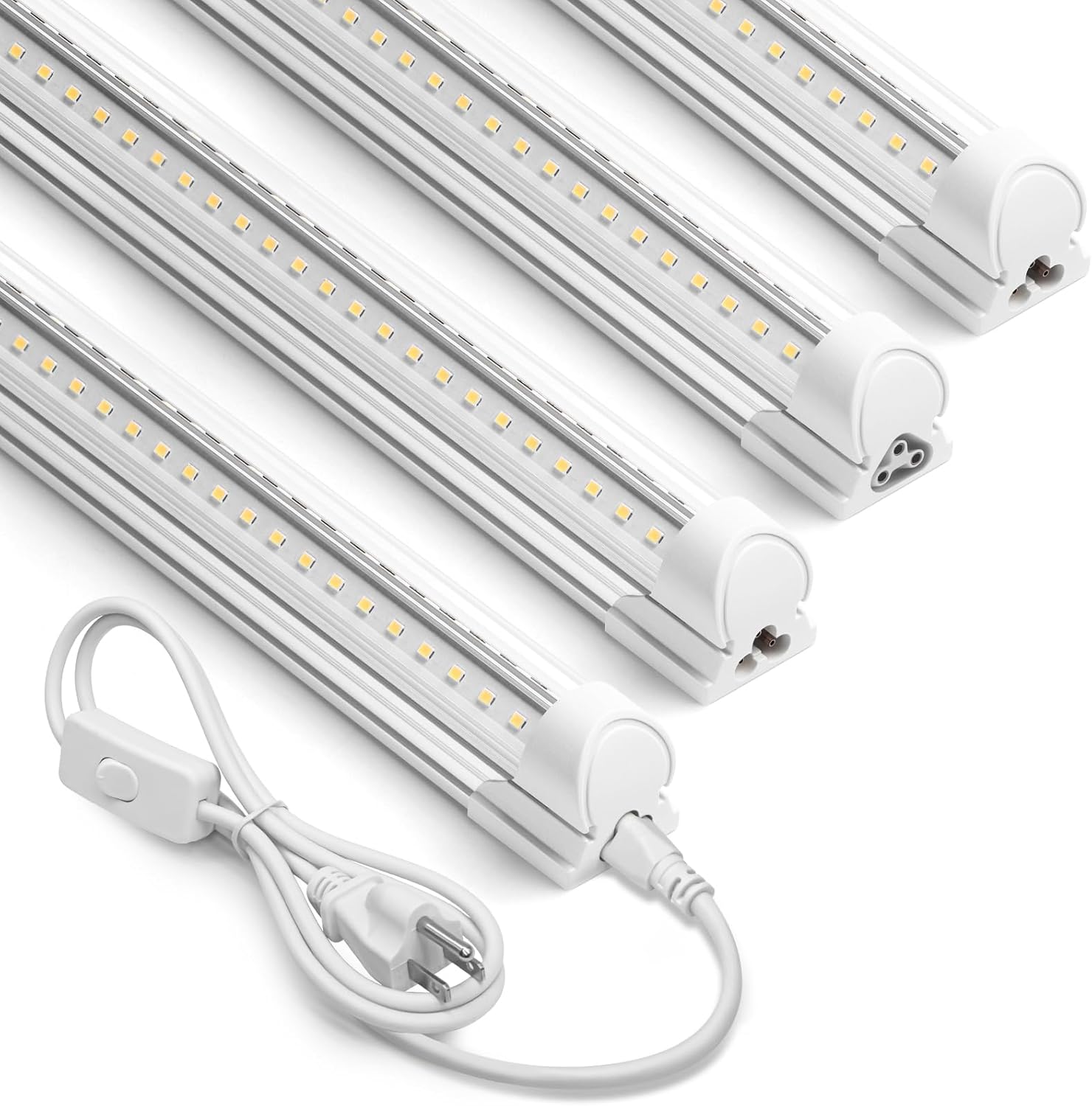 Barrina T8 20W LED Shop Light 2FT 5000K 3000LM 4 Pack | Clear Cover & V Shape Tube | BAF20