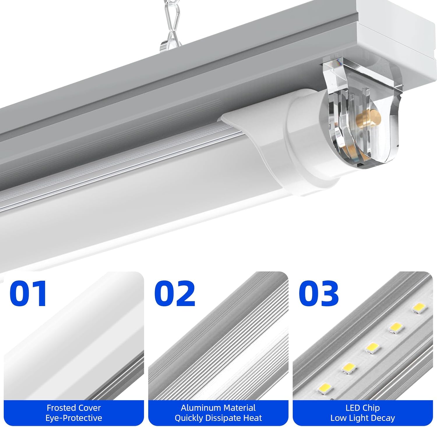 Barrina T8 44W LED Tube Lights 8FT 6500K 4500LM | FA8 Base, Fluorescent Tubes Replacement & Frosted Cover | TCX44