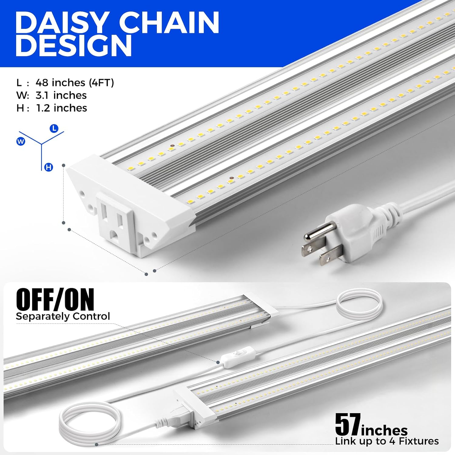 Barrina TX72 72W LED Grow Lights 4FT 5000K | Full Spectrum & Linkable | TXAL72