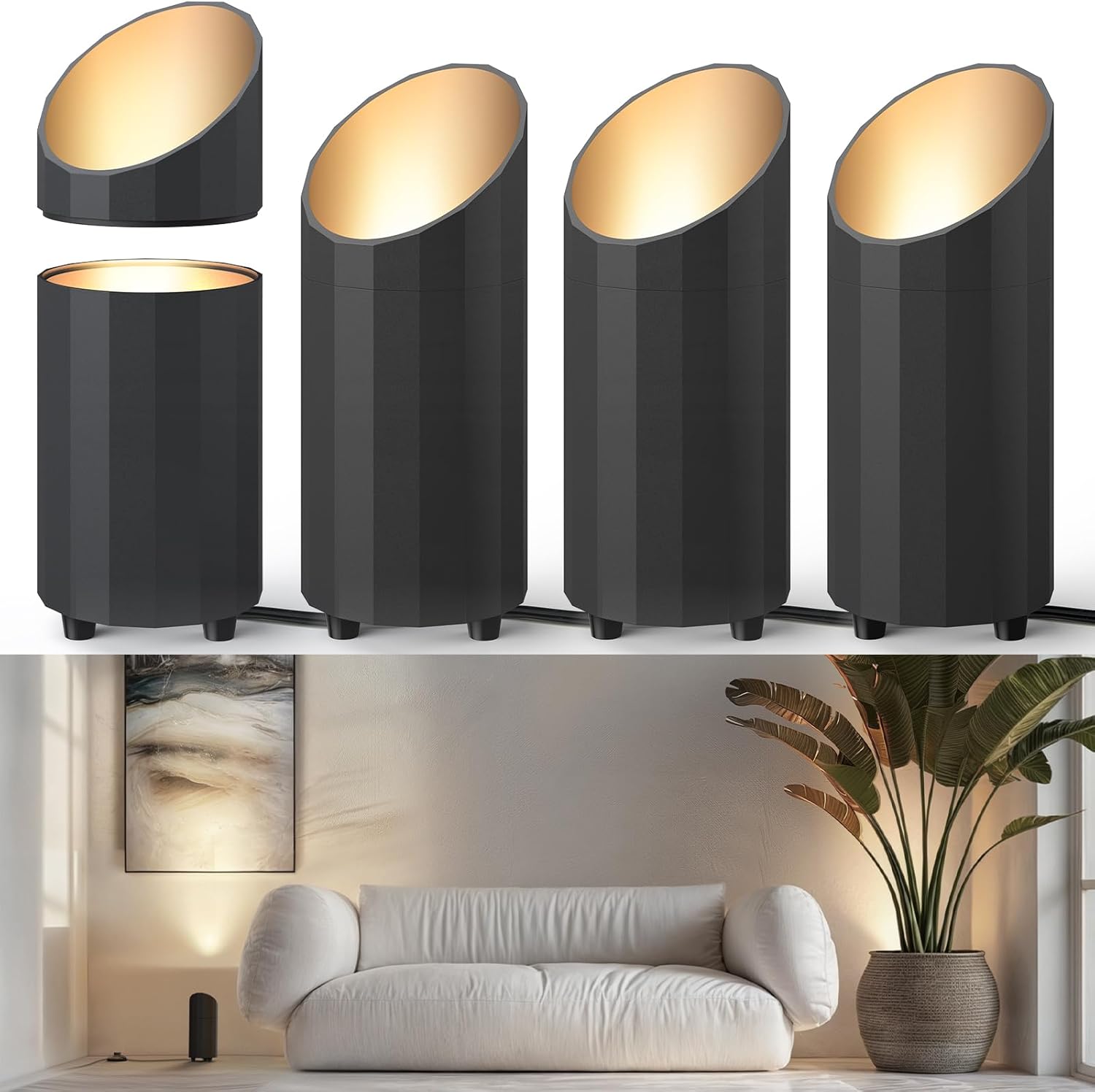 Barrina 5W LED Uplighting Indoor Spotlight 3000K 4 Pack | Detachable & Foot Switch | UL105B