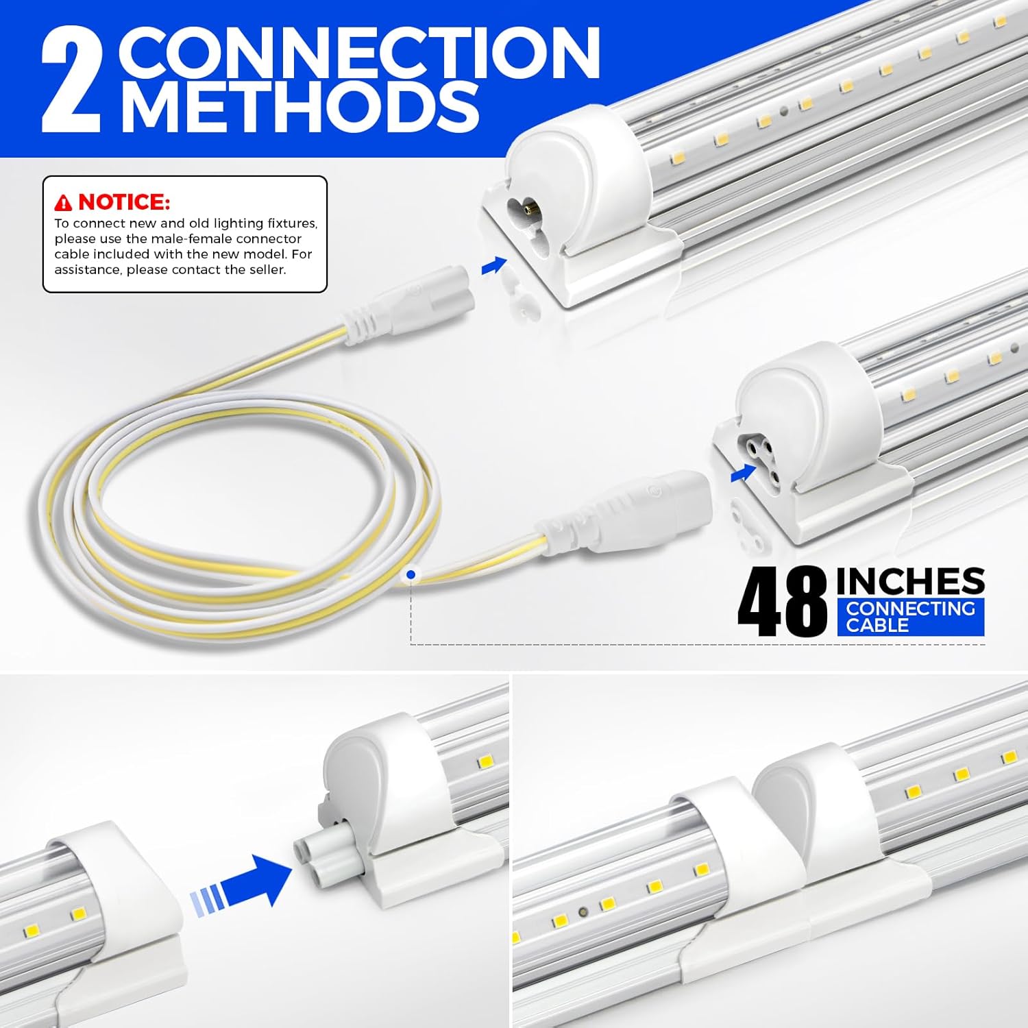 Barrina T8 30W LED Shop Lights 3FT 5000K 4000LM | Clear Cover & V Shape Tube | BAI30