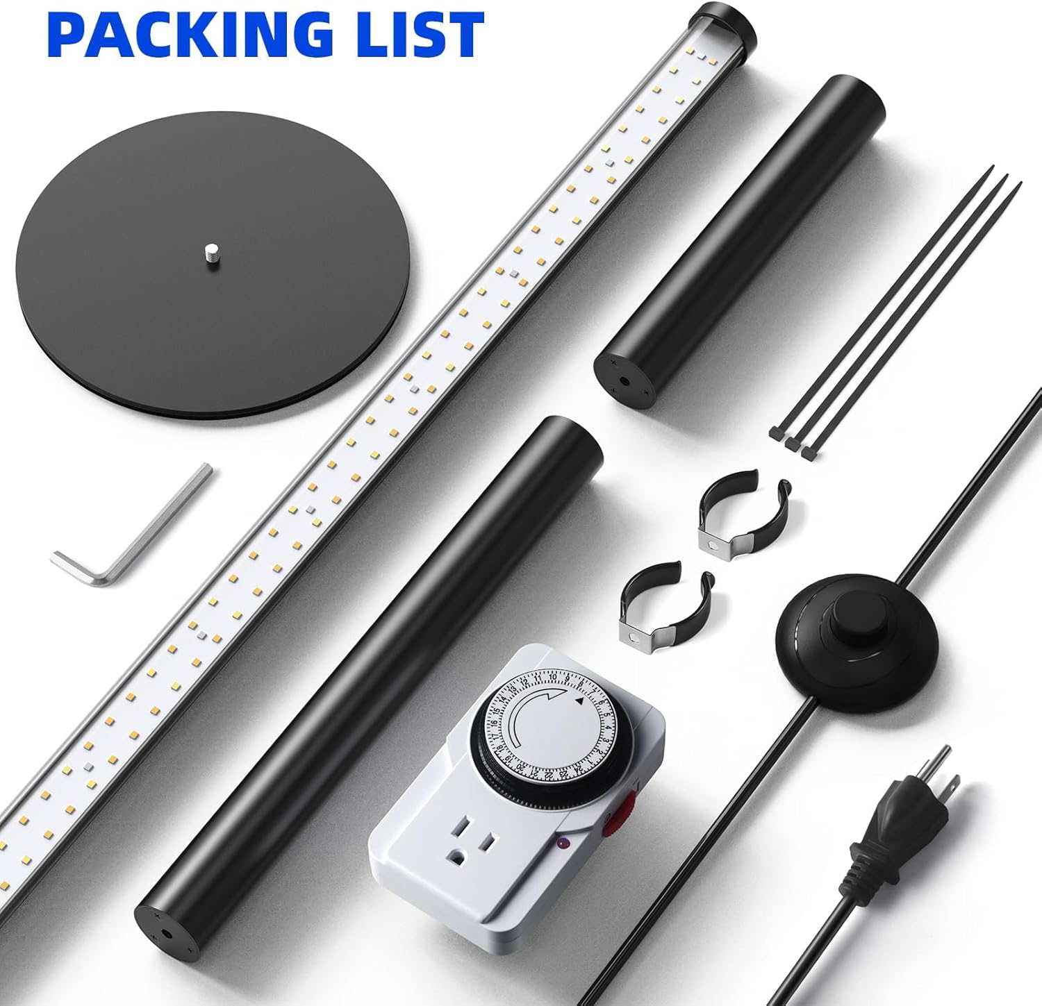 Barrina T10 Pro 42W LED Standing Grow Light 4FT-5.6FT 3000K+6500K+660nm | Timer & Full Spectrum | T1042