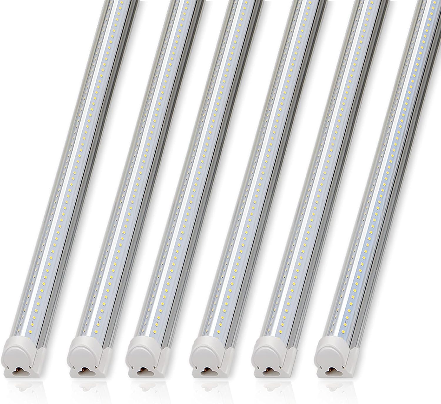 Barrina T8 72W LED Shop Lights 8FT 5000K 10000LM 6 Pack | Clear Cover & V Shape Tube | BAX72