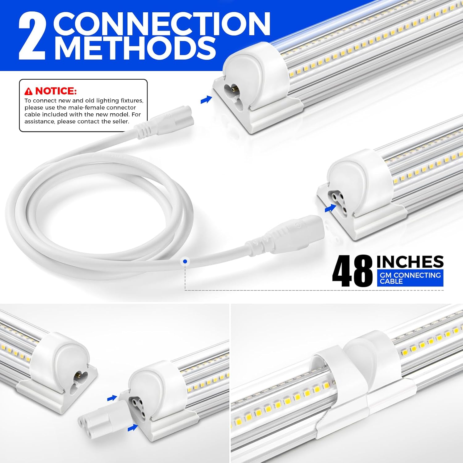 Barrina T8 100W LED Shop Lights 8FT 5000K 15000LM | Clear Cover & V Shape Tube | BAX100