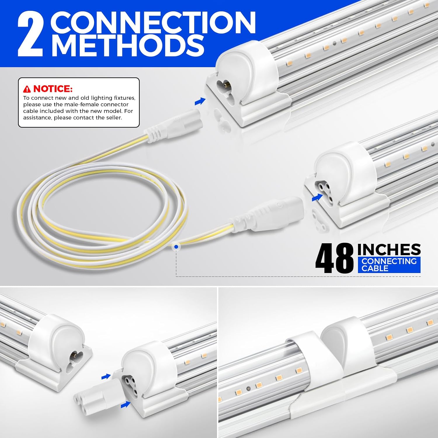 Barrina T8 40W LED Shop Lights 4FT 5000K 5000LM | Clear Cover & V Shape Tube | BAL40