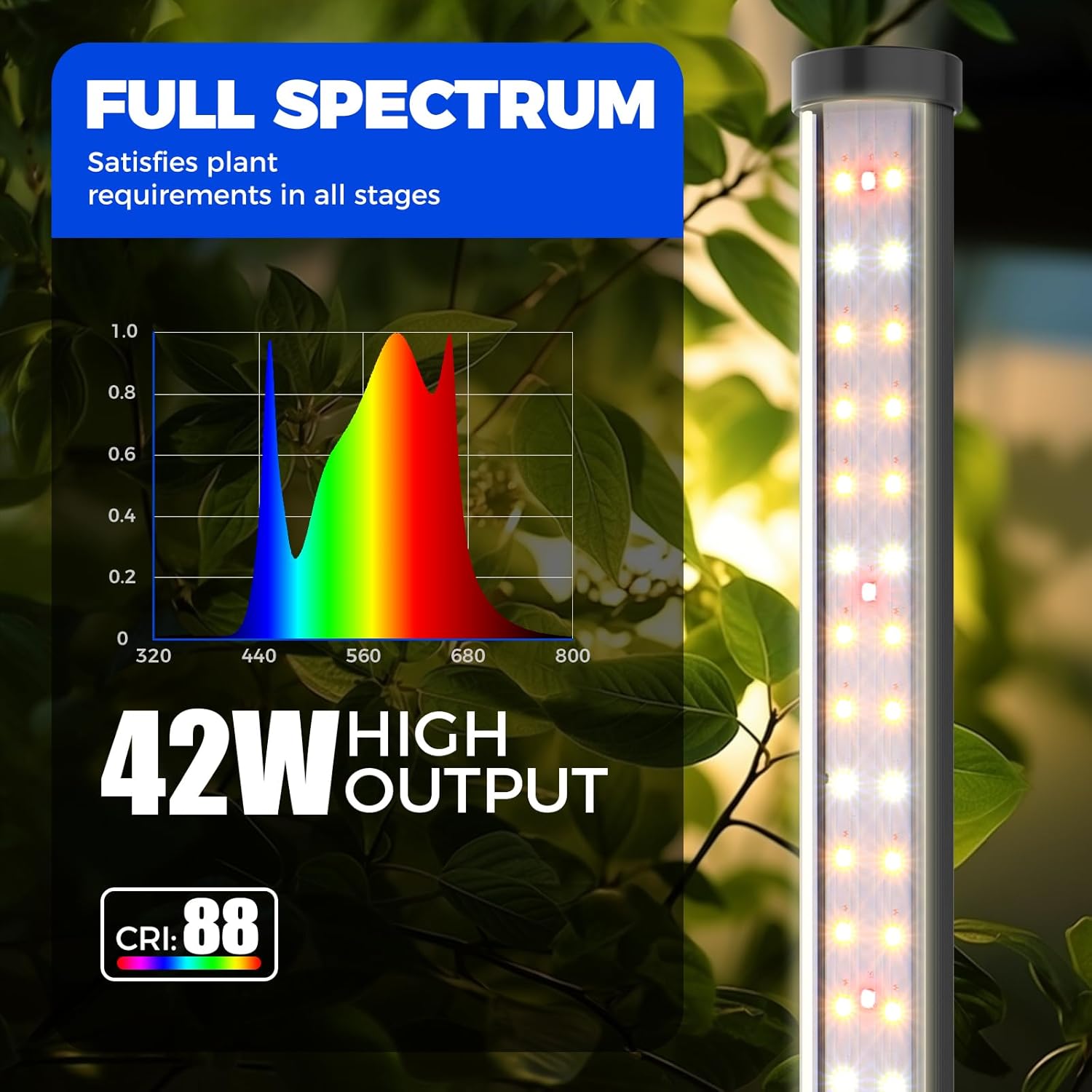 Barrina T10 42W LED Standing Grow Light 4FT 3000K+6500K+660nm | Full Spectrum | T10M42