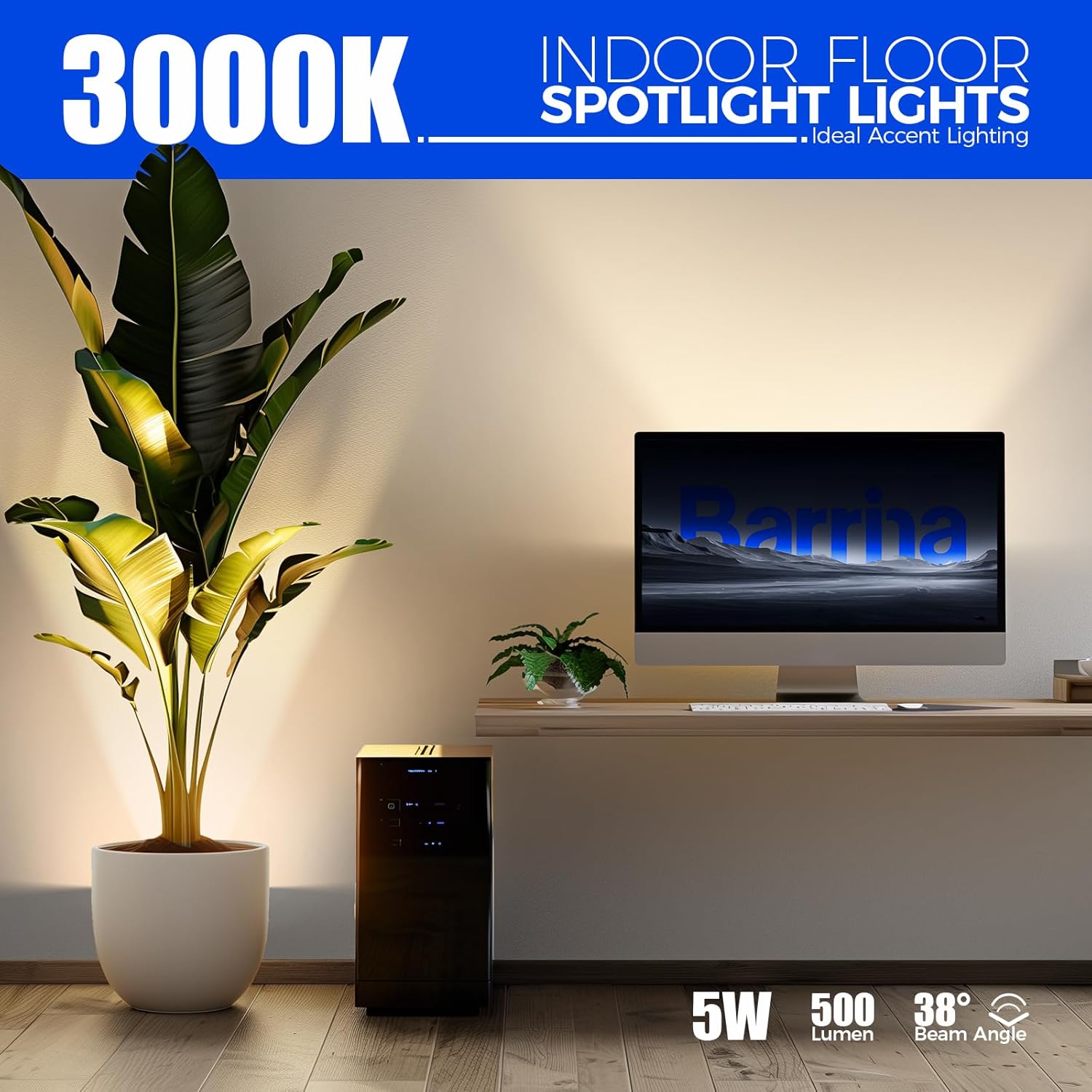 Barrina 5W LED Uplighting Indoor Spotlight 3000K | Detachable & Foot Switch | UL105B