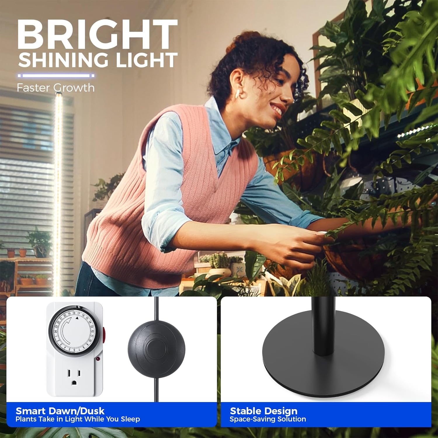 Barrina T10 Pro 42W LED Standing Grow Light 4FT-5.6FT 3000K+6500K+660nm | Timer & Full Spectrum | T1042