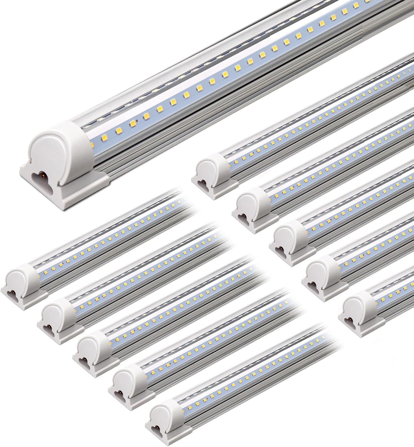 Barrina T8 40W LED Shop Lights 4FT 5000K 5000LM 10 Pack | Clear Cover & V Shape Tube | BAL40
