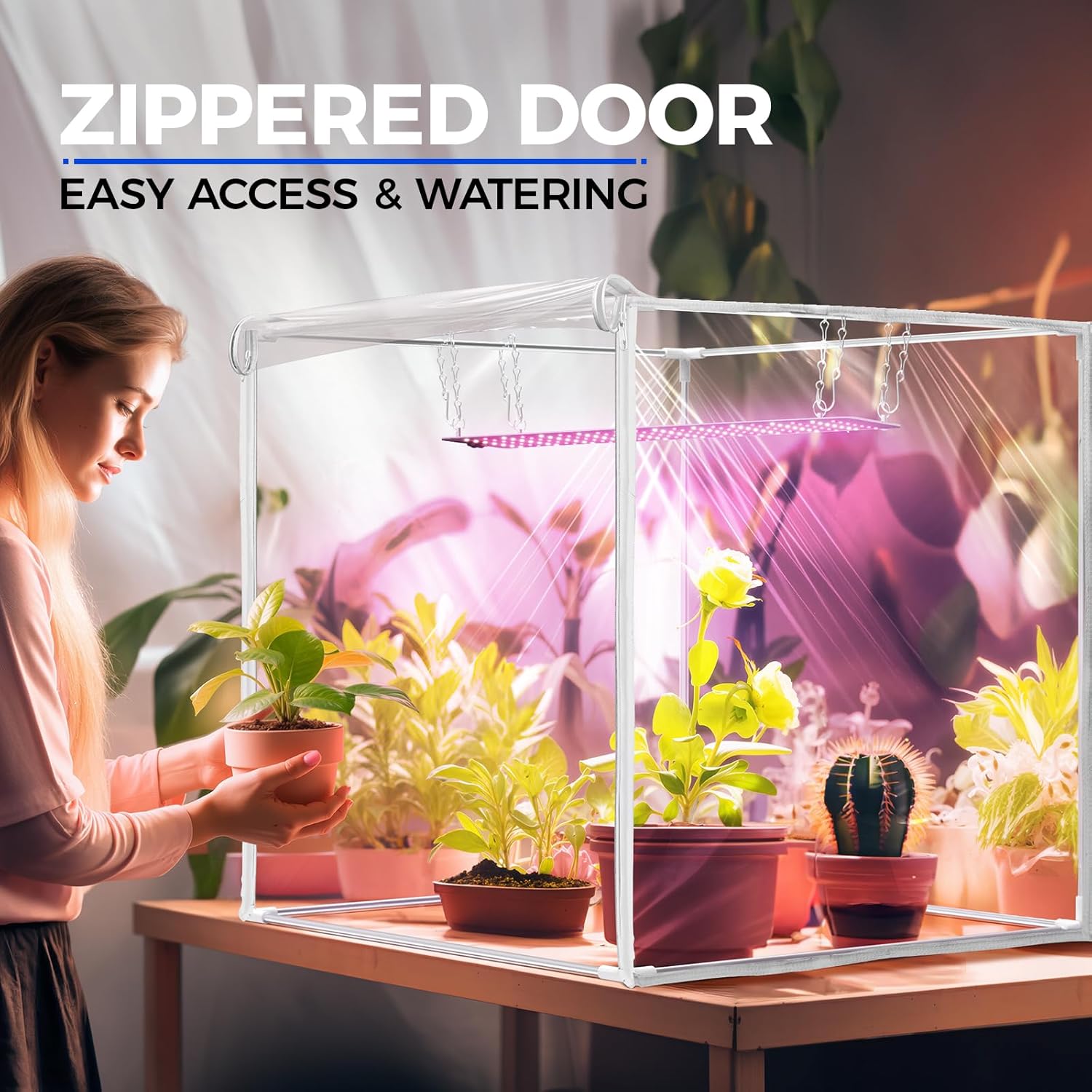 Barrina Indoor Greenhouse with 1-Pack 40W LED Grow Light Panel 3-Spectrum | Full Spectrum, Tent & Timer | DF40
