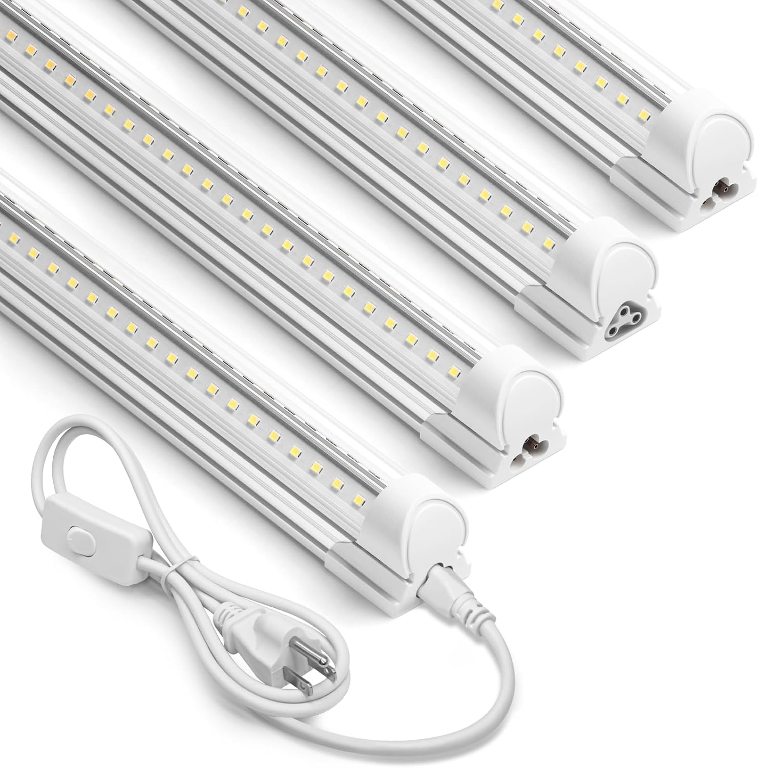 Barrina T8 20W LED Shop Lights 2FT 6500K 3000LM 4 Pack | Clear Cover & V Shape Tube | BAF20
