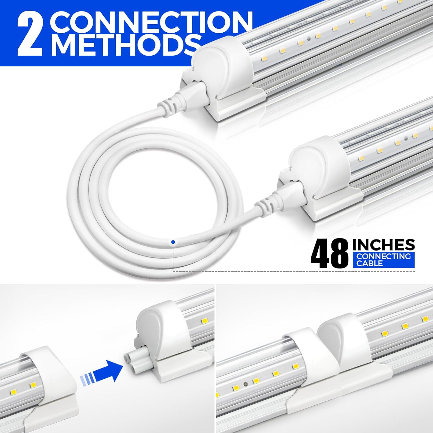 Barrina T8 72W LED Shop Lights 8FT 5000K 10000LM | Clear Cover & V Shape Tube | BAX72