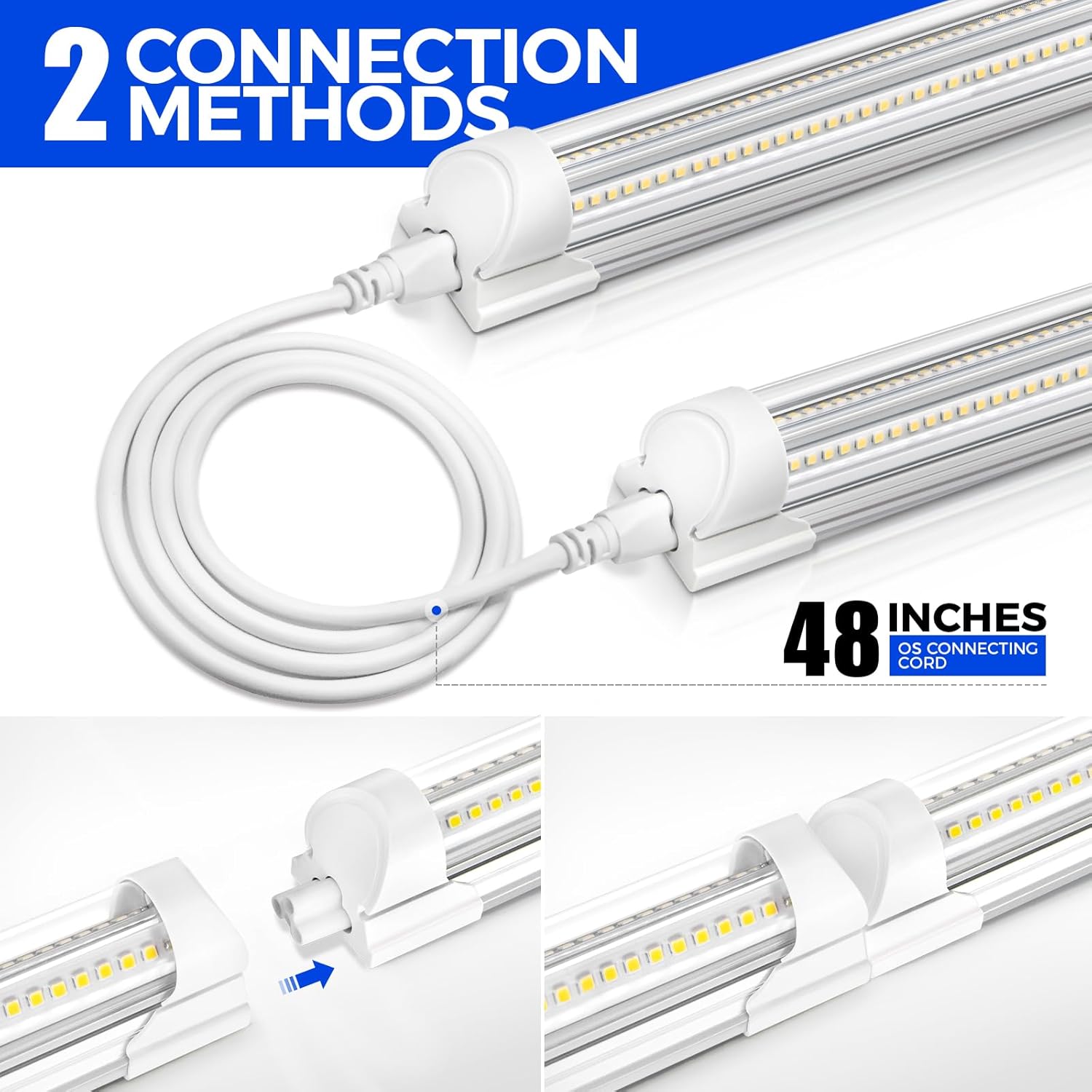 Barrina T8 100W LED Shop Lights 8FT 5000K 15000LM | Clear Cover & V Shape Tube | BAX100