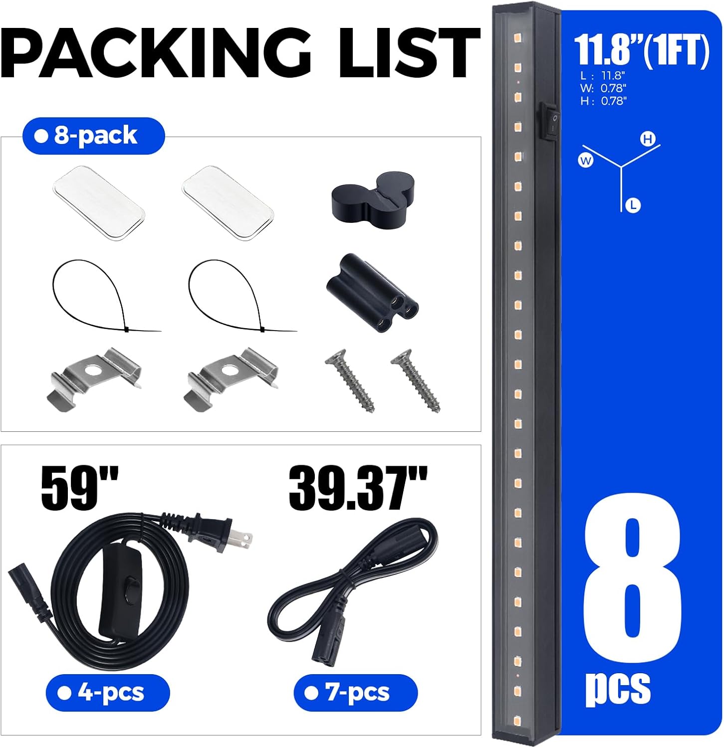 Barrina T5 5W LED Grow Lights 1FT Yellow Light | Full Spectrum, Magnetic & Linkable | NC05