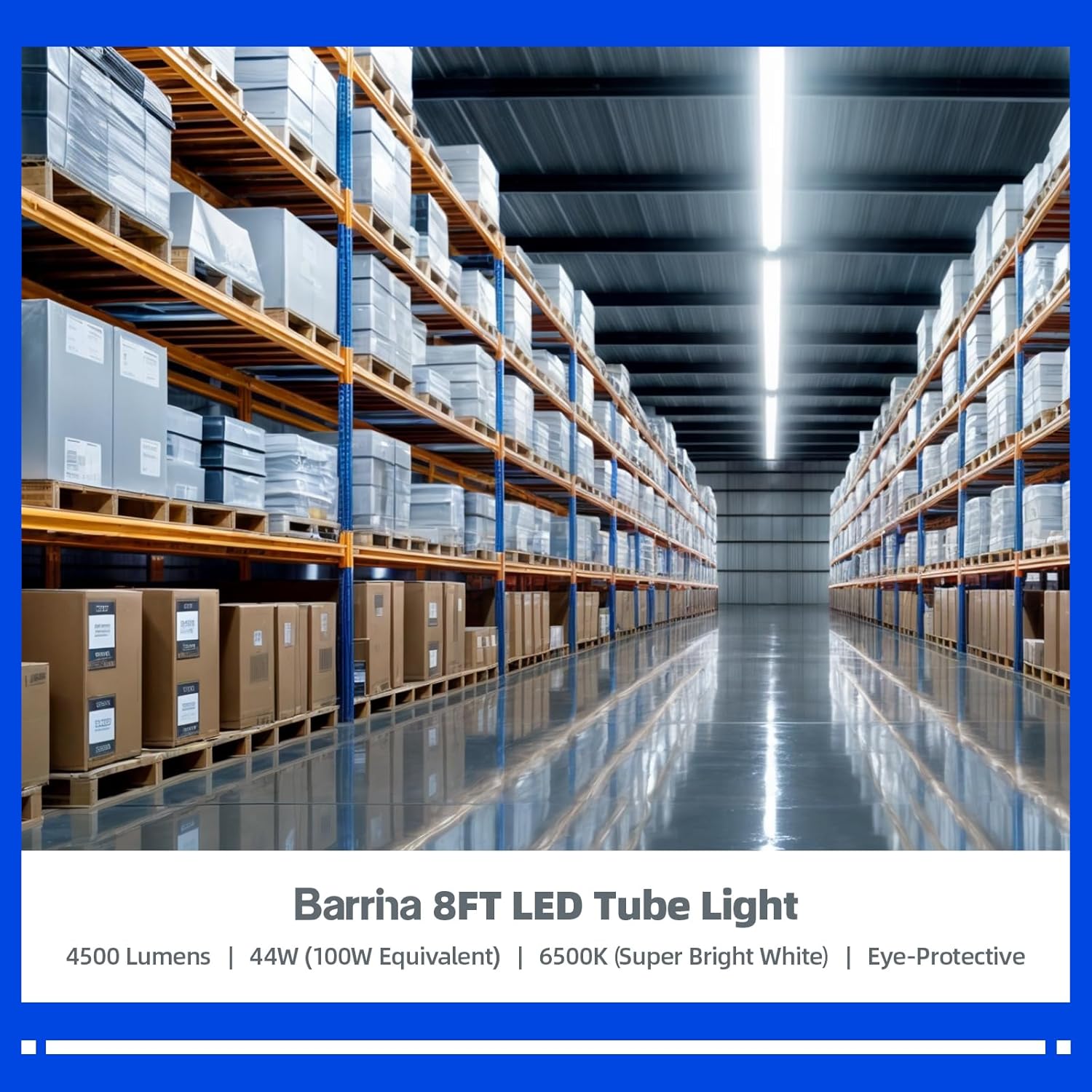Barrina T8 44W LED Tube Lights 8FT 6500K 4500LM | FA8 Base, Fluorescent Tubes Replacement & Frosted Cover | TCX44