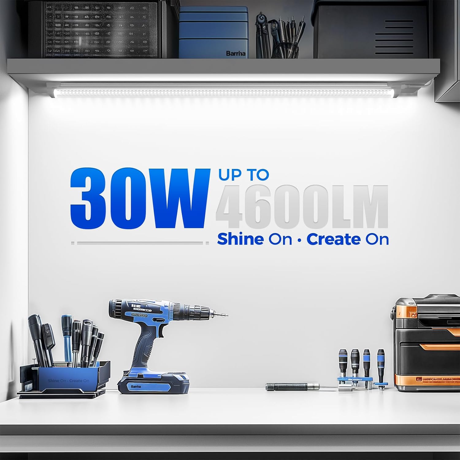 Barrina T8 30W LED Shop Lights 3FT 5000K 4000LM | Clear Cover & V Shape Tube | BAI30