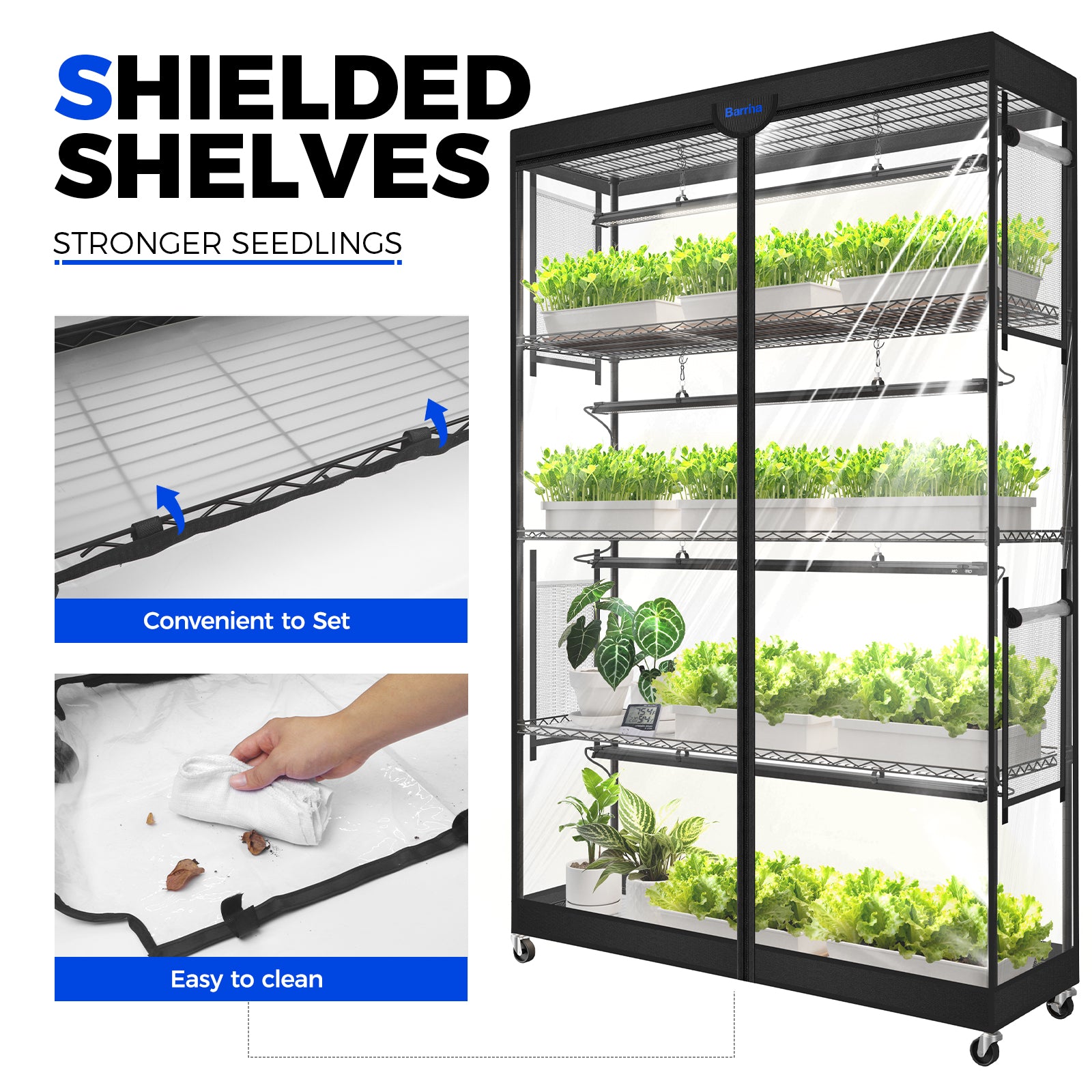 Barrina LP1200 Greenhouse with 4-Pack 50W TX-S50 Grow Lights 3.2FT 5000K | Full Spectrum, Tent, Thermo-Hygrometer & Timer | LP1200