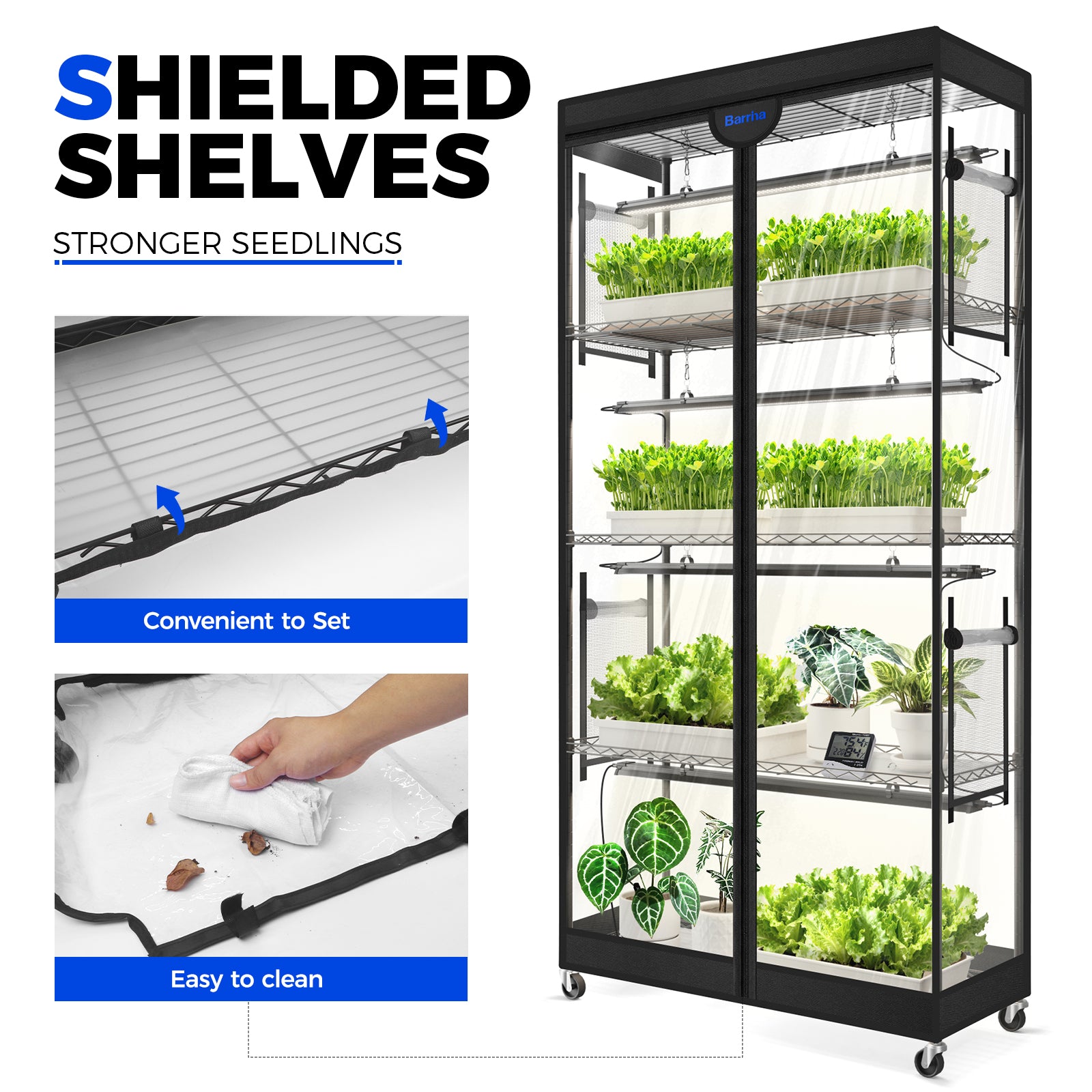 Barrina LP900 Greenhouse with 4-Pack 45W TX-S45 Grow Lights 3FT 5000K | Full Spectrum, Tent, Thermo-Hygrometer & Timer | LP900