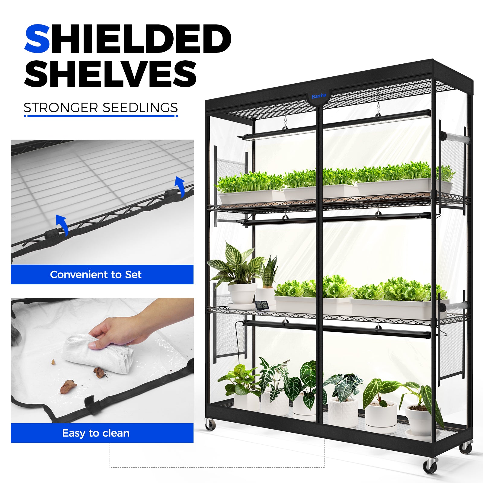 Barrina LP1200 Greenhouse with 3-Pack 50W TX-S50 Grow Lights 3.2FT 5000K | Full Spectrum, Tent, Thermo-Hygrometer & Timer | LP1200