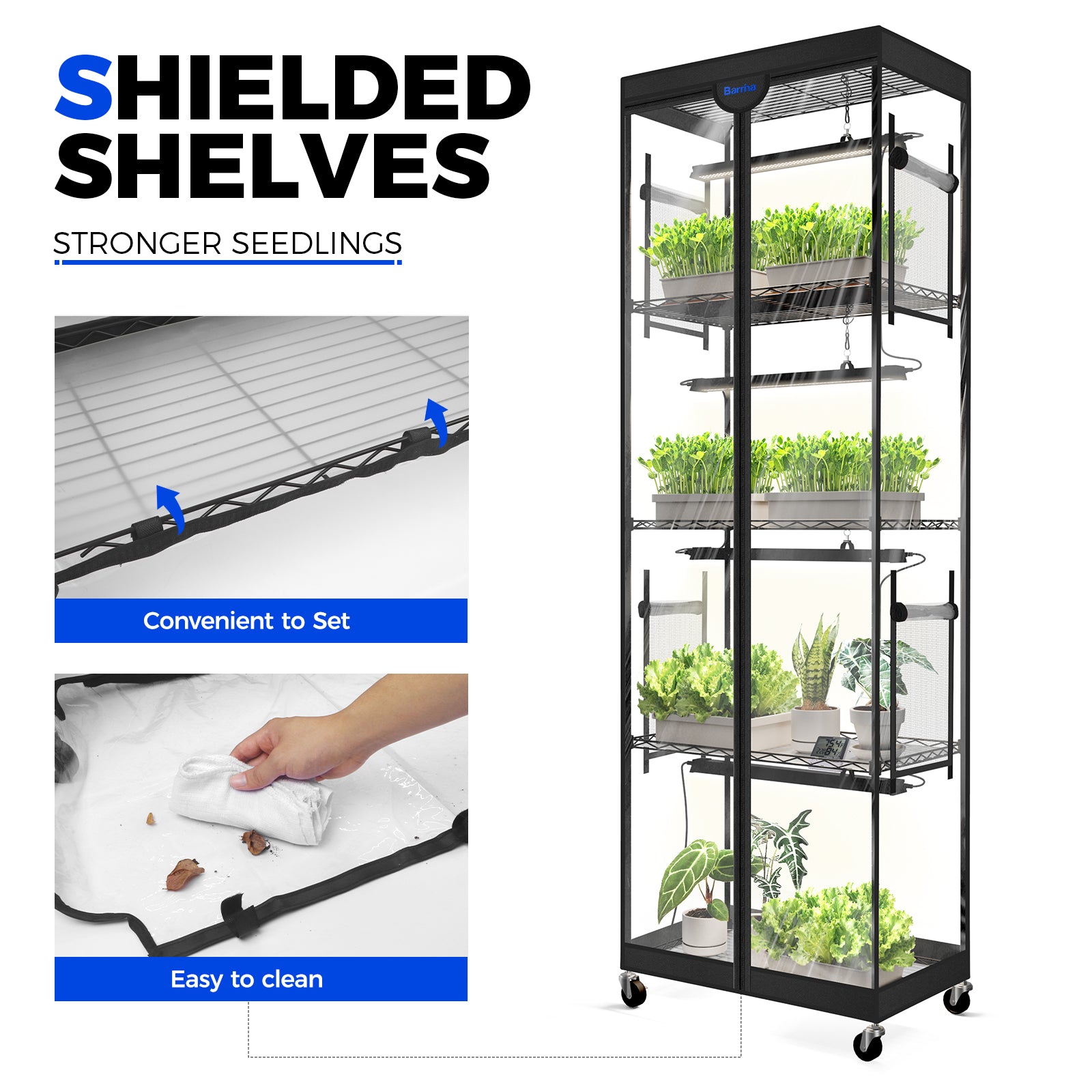 Barrina LP600 Greenhouse with 4-Pack 25W TX-S25 Grow Lights 1.6FT 5000K | Full Spectrum, Tent, Thermo-Hygrometer & Timer | LP600