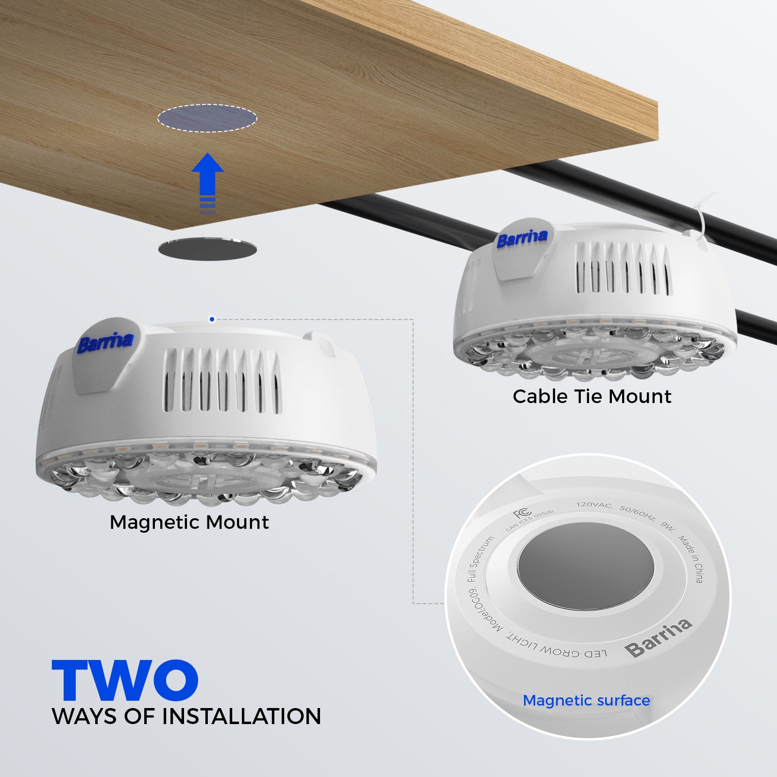 Barrina Orbgrow 9W LED Puck Grow Lights 5000K | Full Spectrum, Magnetic & Linkable | OG09