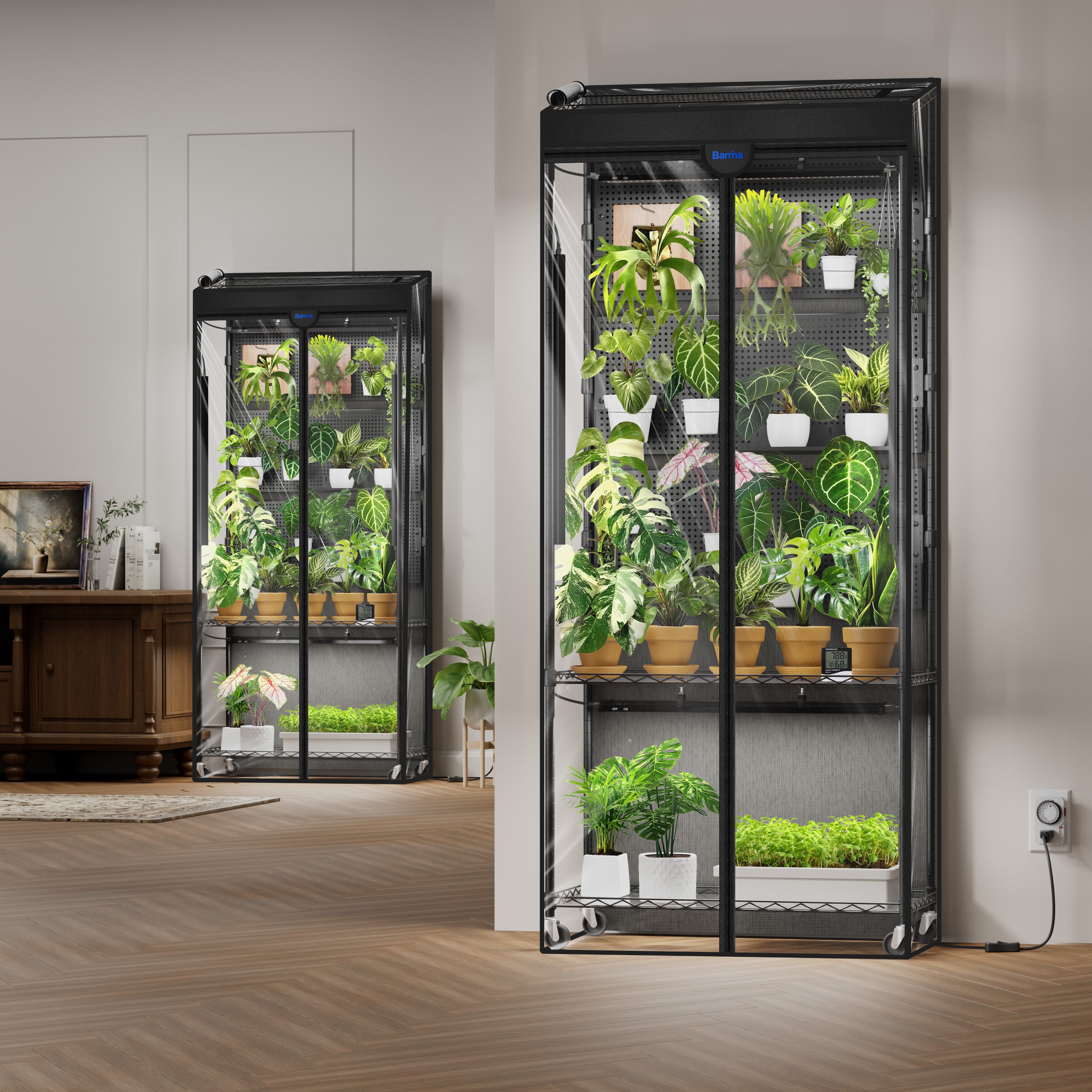 Barrina LH750 Greenhouse with 4-Pack Grow Lights 2FT 5000K | Full Spectrum, Pegboards, Tent, Thermo-Hygrometer & Timer | LH750