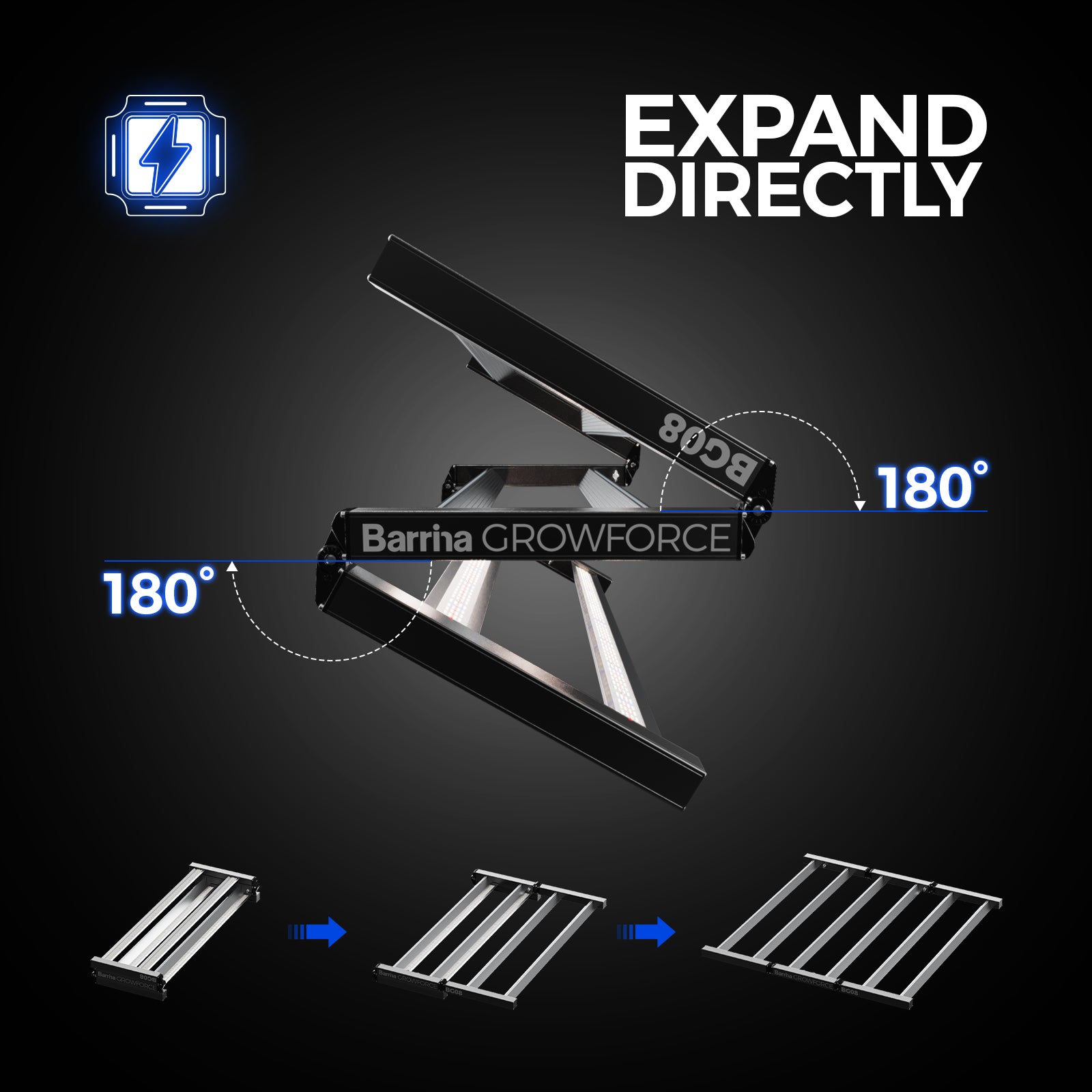 Barrina GrowForce 800W LED Commercial Grow Light Dual Blue & FIR Light 5 x 5 | Full Spectrum & Dimmable | BG08