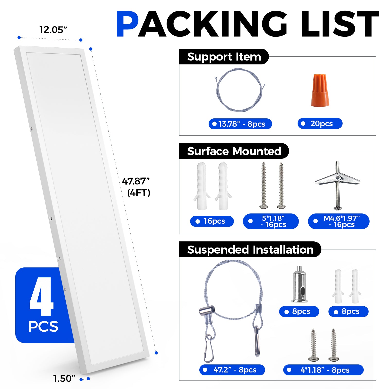 Barrina 72W LED Flat Panel Lights 3000K - 6000k 8640LM | 0-10V Dimmable, 5CCT | JM-6035