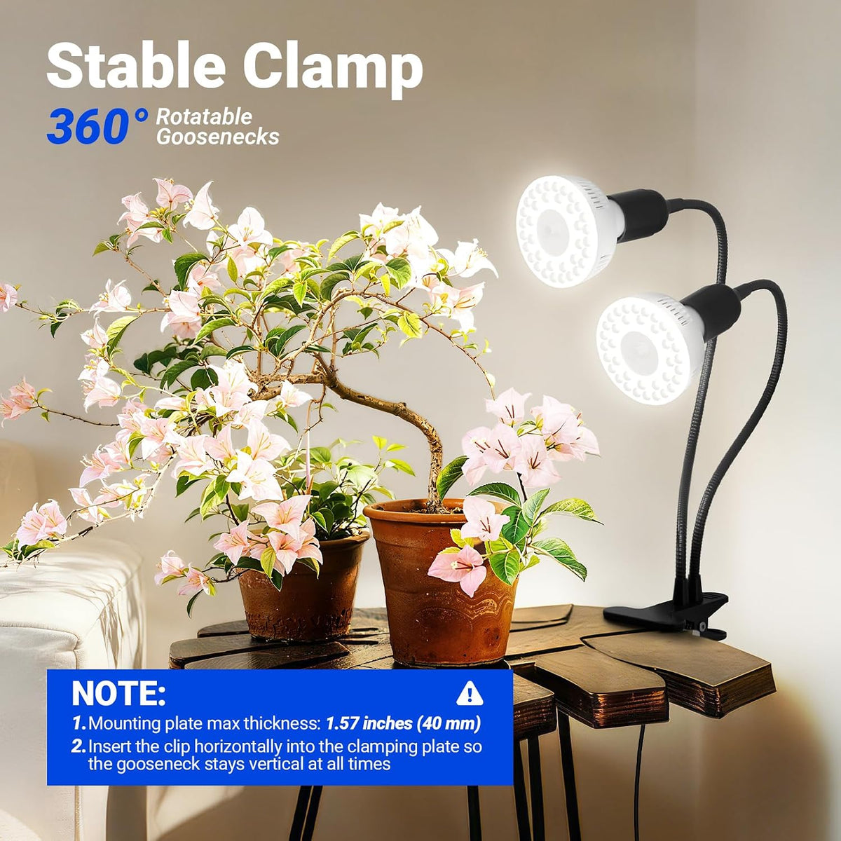 Barrina Orbgrow 2 x 11W Clip-On LED Grow Lights 5000K | Full Spectrum, Dimmable & Timing | OG11A