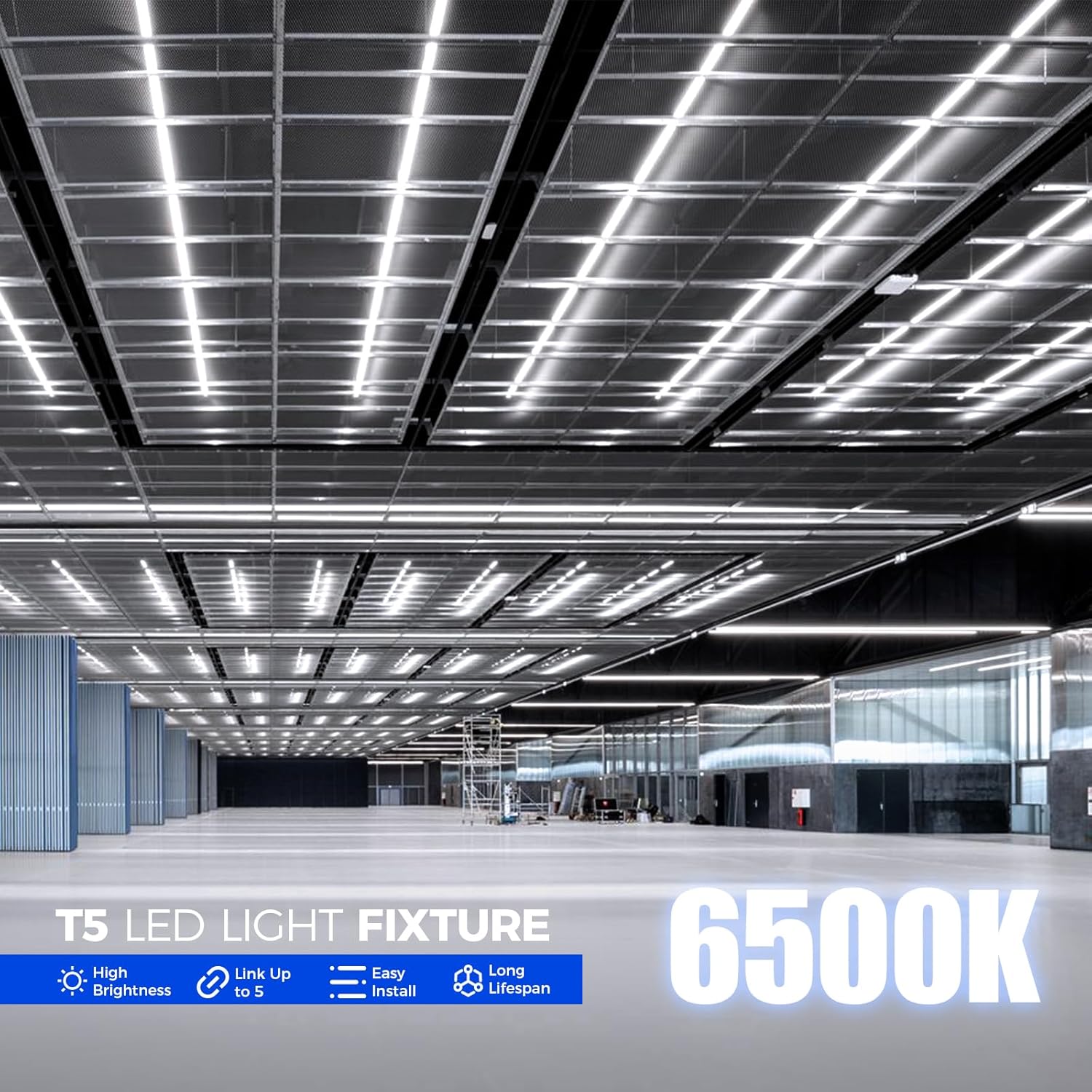 Barrina T5 45W LED Shop Lights 8FT 6500K 5000LM | Linkable & Corded Electric Switch | ABX45