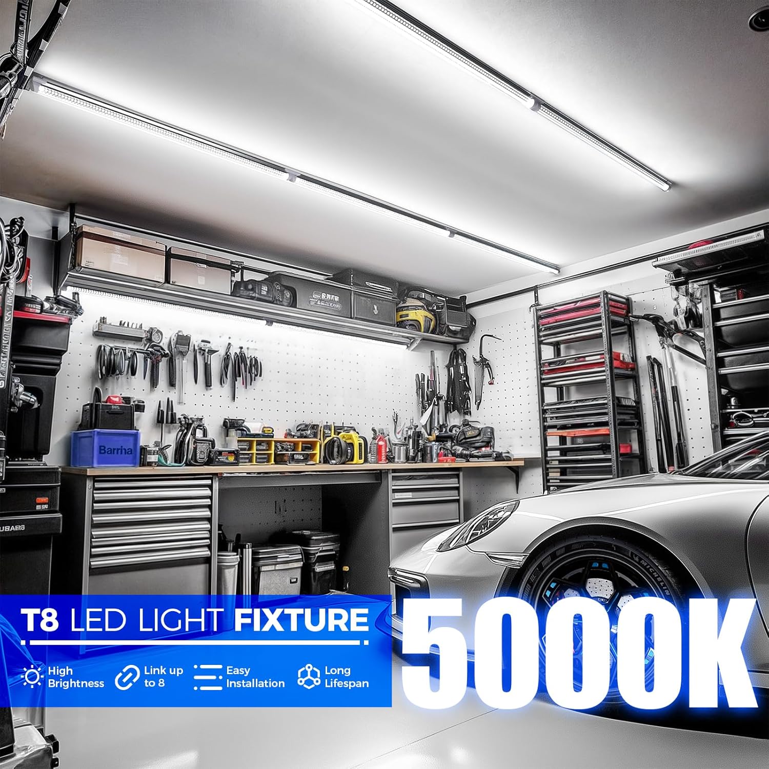 Barrina T8 30W LED Shop Lights 3FT 5000K 4000LM | Clear Cover & V Shape Tube | BAI30