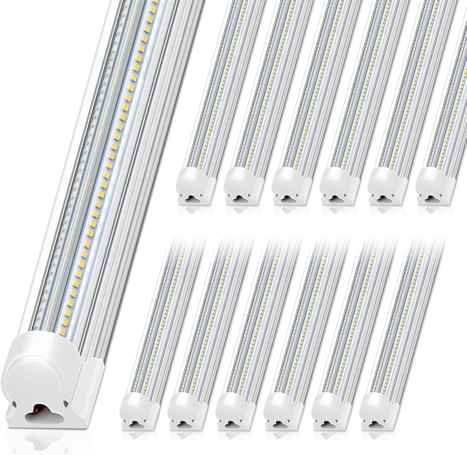 Barrina T8 100W LED Shop Lights 8FT 5000K 15000LM 12 Pack | Clear Cover & V Shape Tube | BAX100