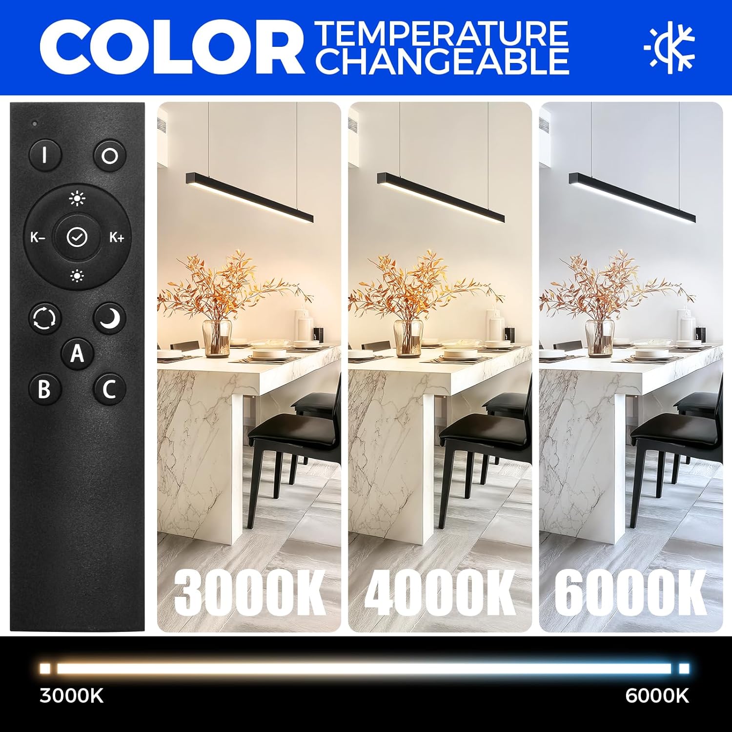 Barrina 4040 Remote Series 3rd-Generation 40W LED Linear Lights 4FT 3000K - 6000K 4000LM | Seamless Connection & Color Changing
