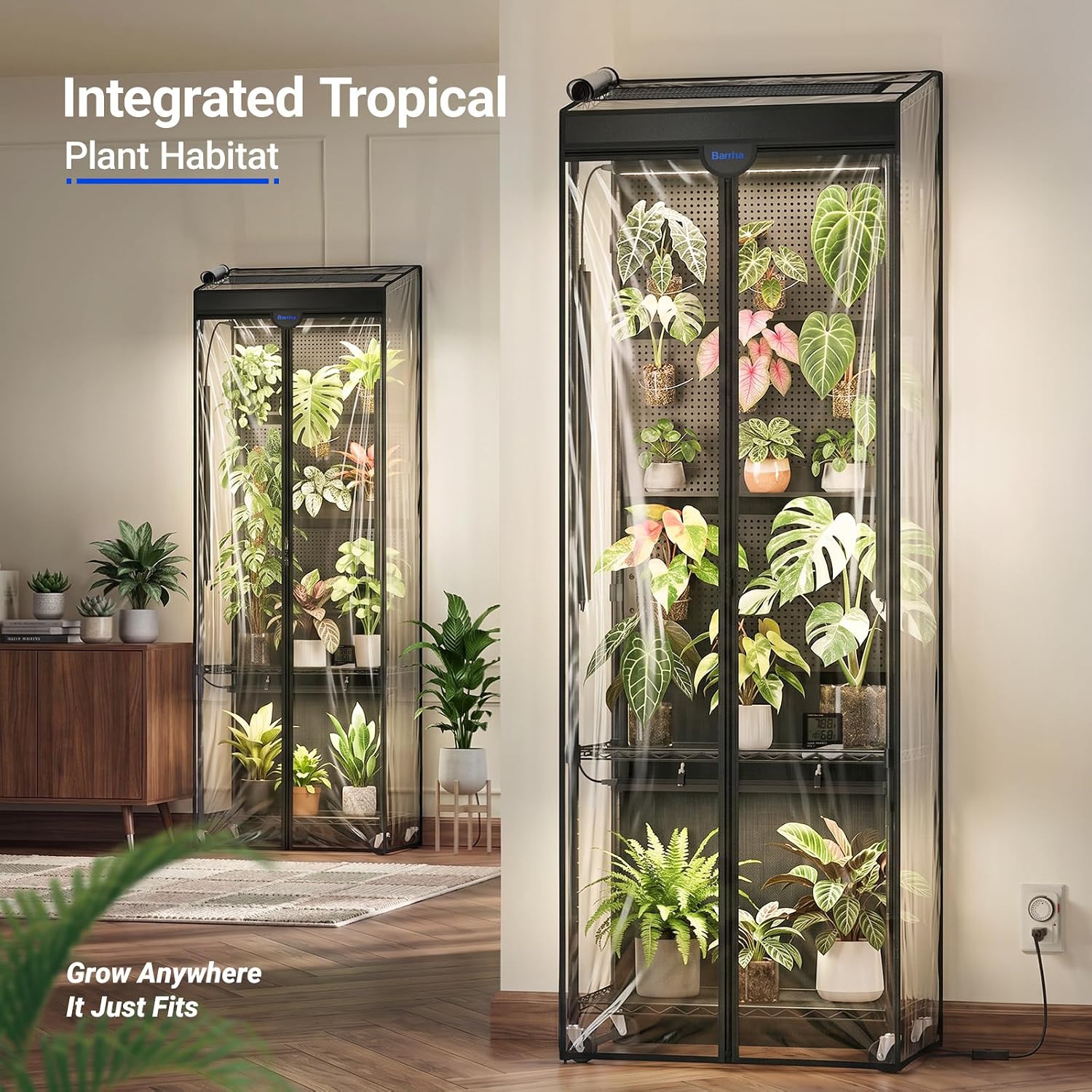 Barrina LH600 Greenhouse with 4-Pack Grow Lights 70W 4000K, | 3 Adjustable Pegboards& Timer | LH600