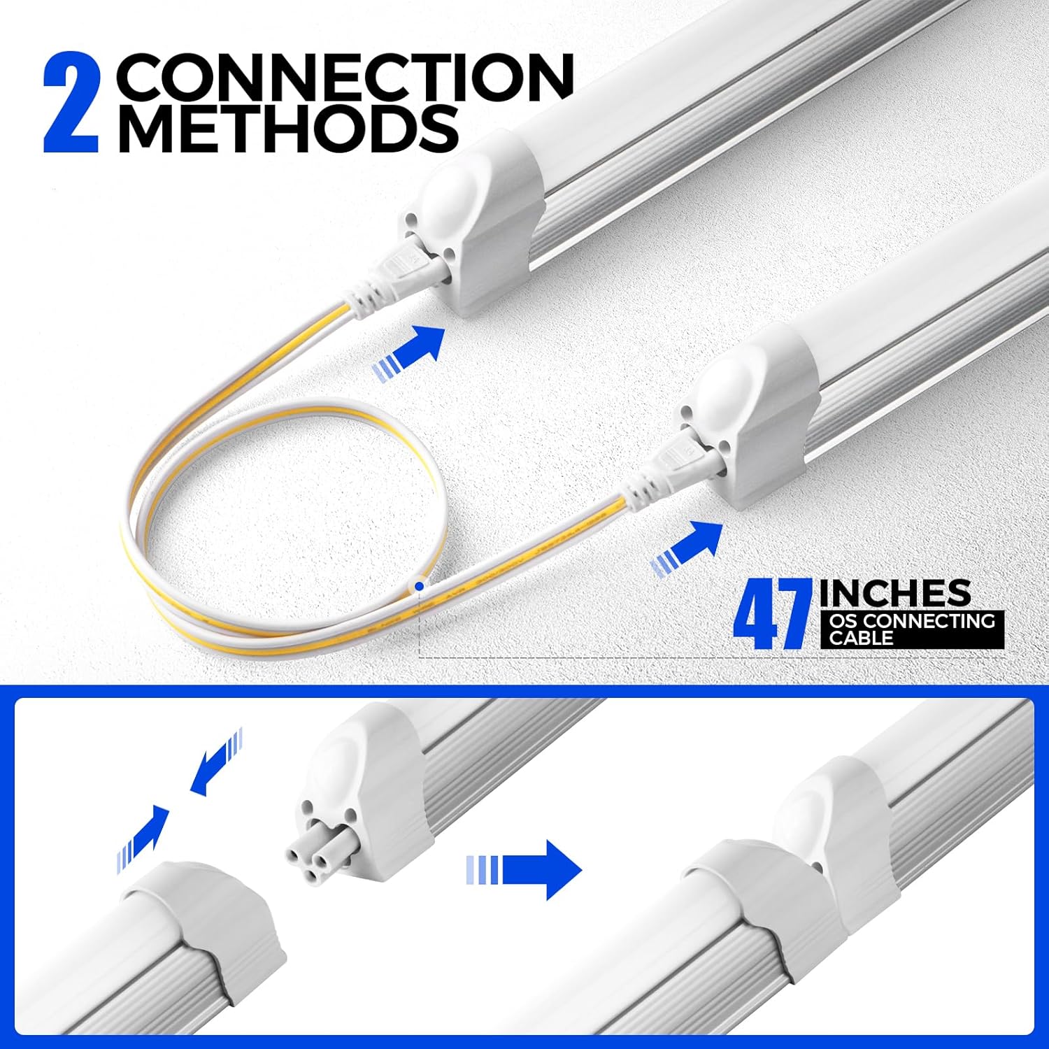 Barrina T5 45W LED Shop Lights 8FT 6500K 5000LM | Linkable & Corded Electric Switch | ABX45
