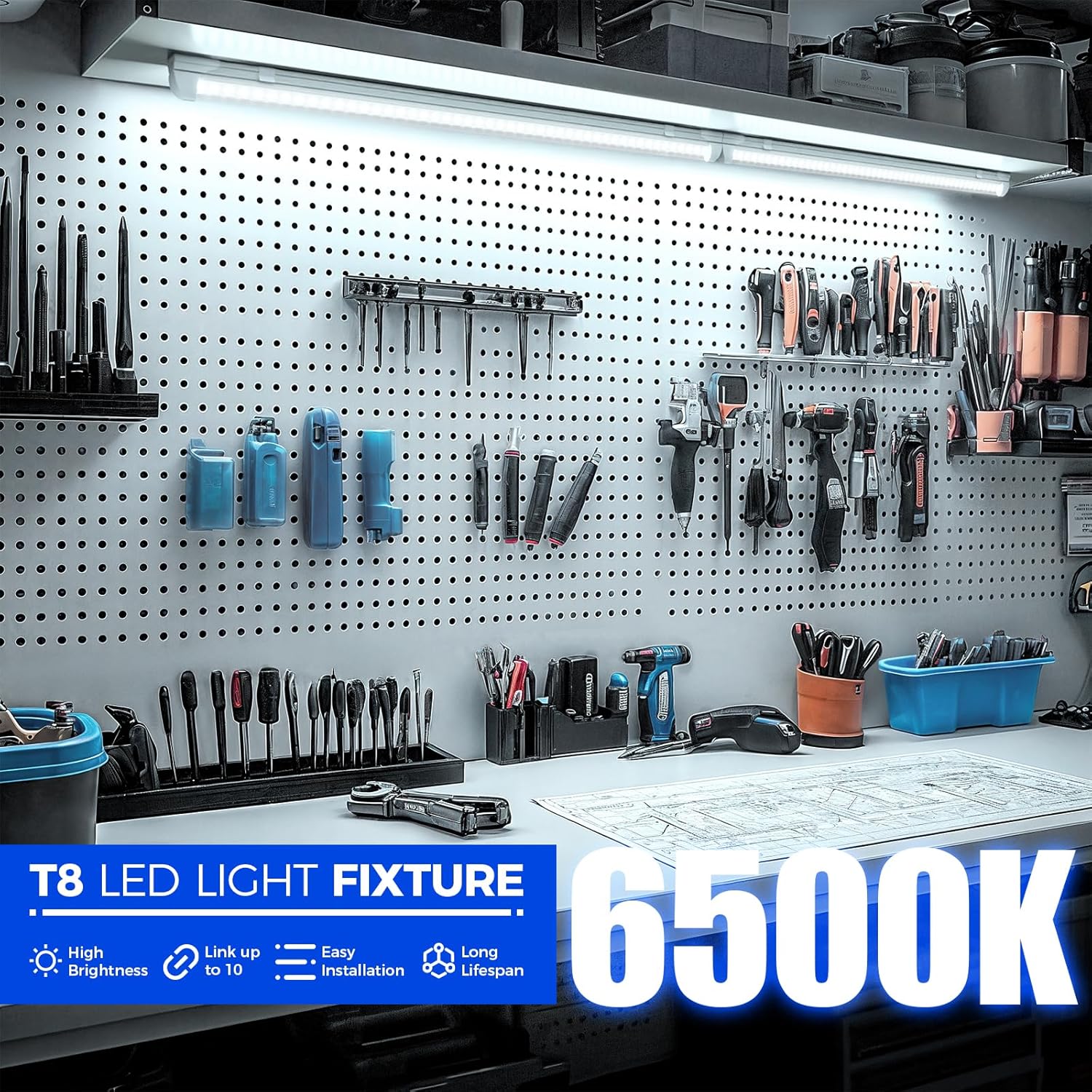 Barrina T8 20W LED Shop Lights 2FT 6500K 3000LM | Clear Cover & V Shape Tube | BAF20