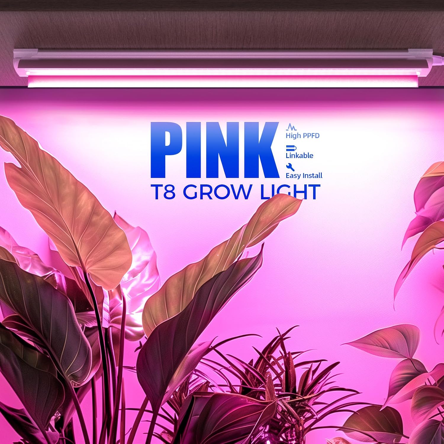 Barrina T8 24W LED Grow Lights 2FT Pink Light | Full Spectrum, Reflectors & Linkable | QF24