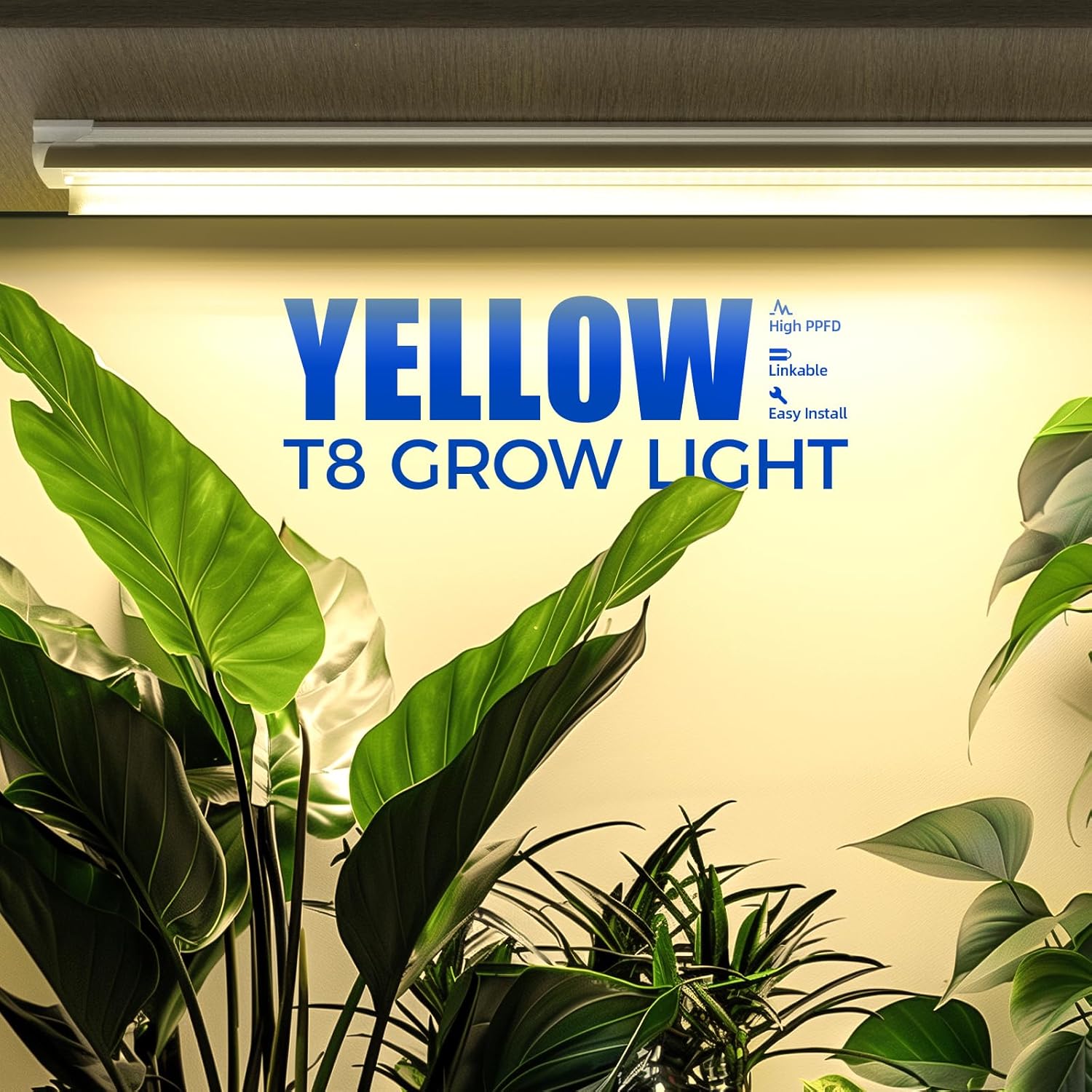 Barrina T8 42W LED Grow Lights 4FT Yellow Light | Full Spectrum, Reflectors & Linkable | QL42