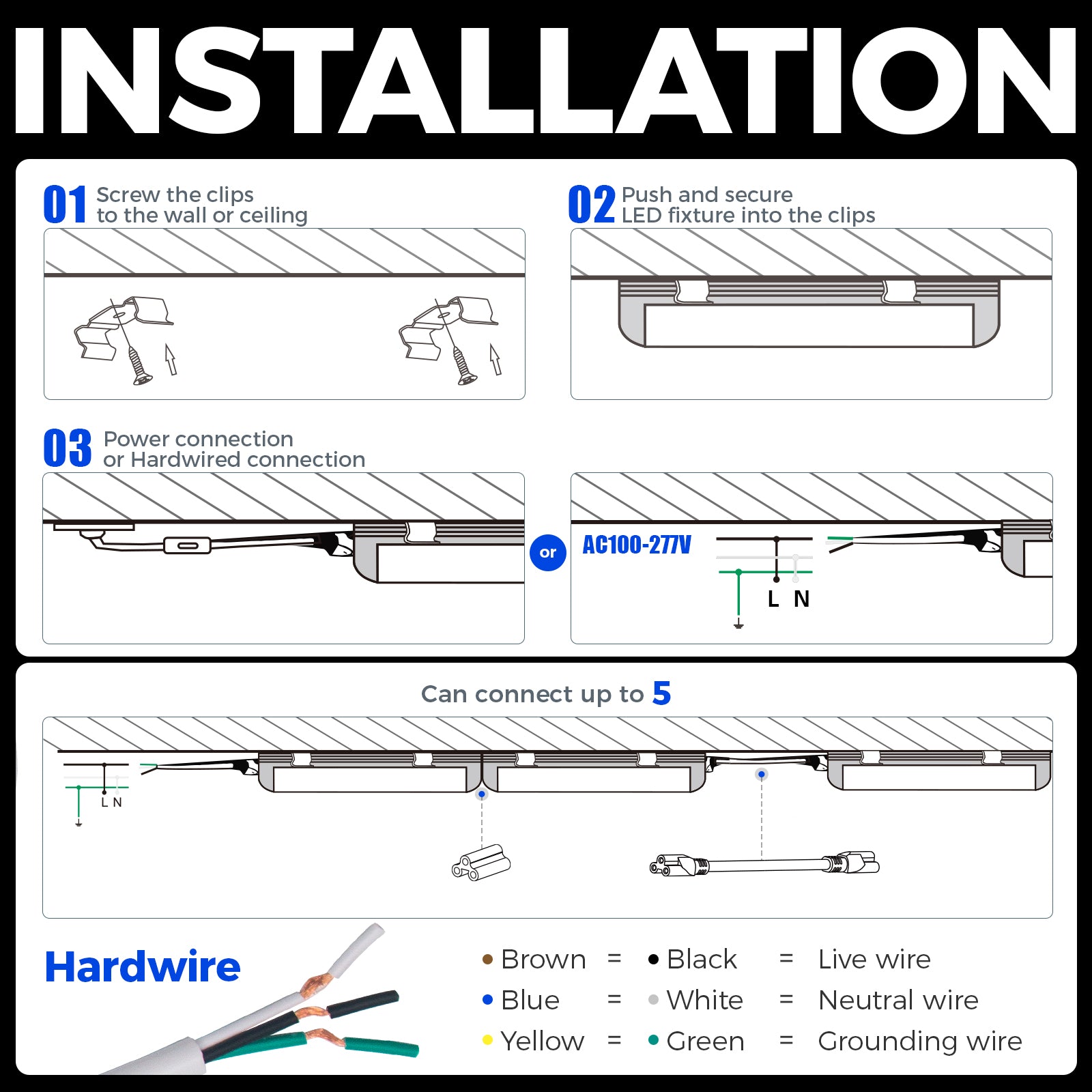 Barrina T8 50W LED Shop Lights 4FT 6500K | Clear Cover & V Shape Tube | BAL50