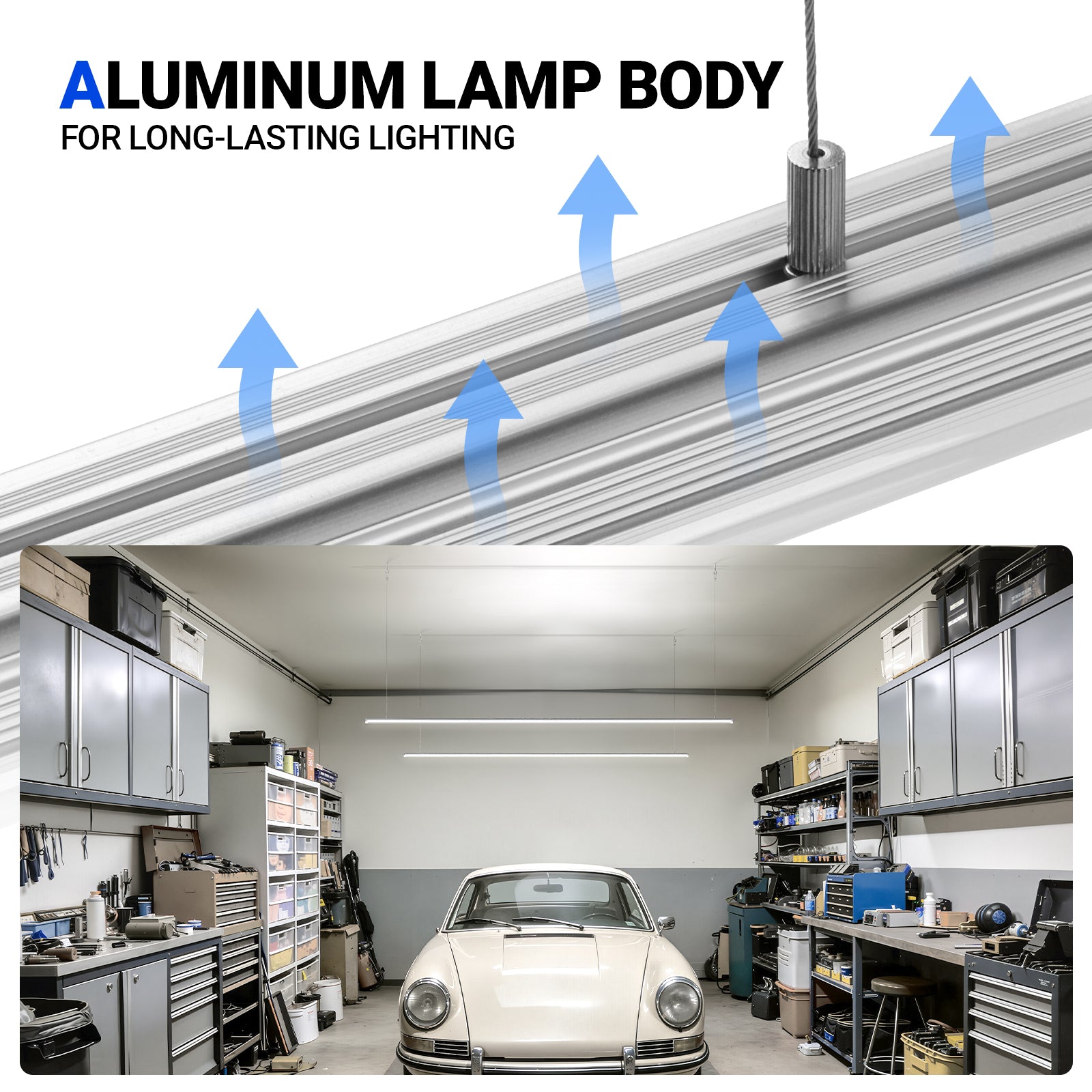 Barrina T8 140W LED Shop Lights 8FT 5000K 17000LM | Clear Cover, V Shape Tube & Hanging | BAX140a