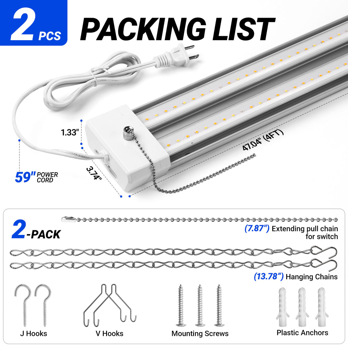 Barrina TX-S50 50W LED Grow Lights 4FT 3000K+6500K+660nm | Full Spectrum & Linkable | TX-L84