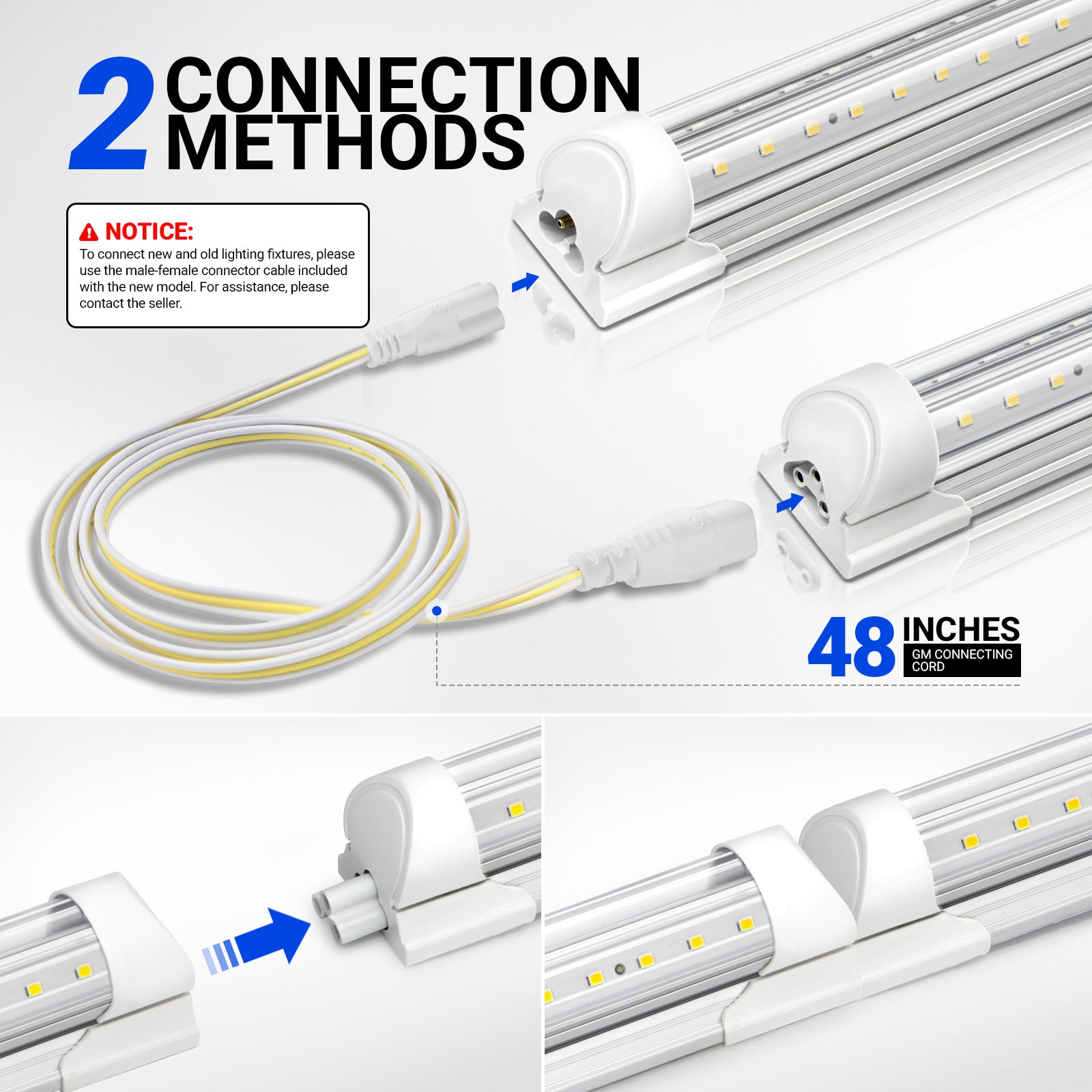Barrina T8 100W LED Shop Lights 3FT 6500K 4600LM | Clear Cover & V Shape Tube | BAI30