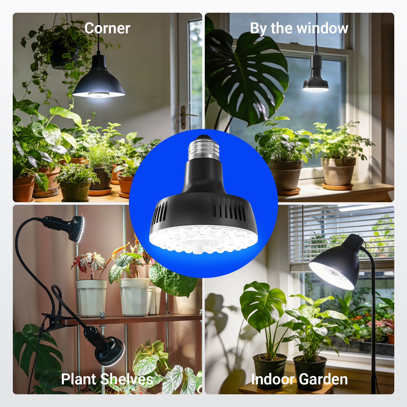 Barrina Orbgrow 11W LED Grow Light Bulb 5000K | Full Spectrum, Dimmable, Timer & E26 Base | OG11A (Black)