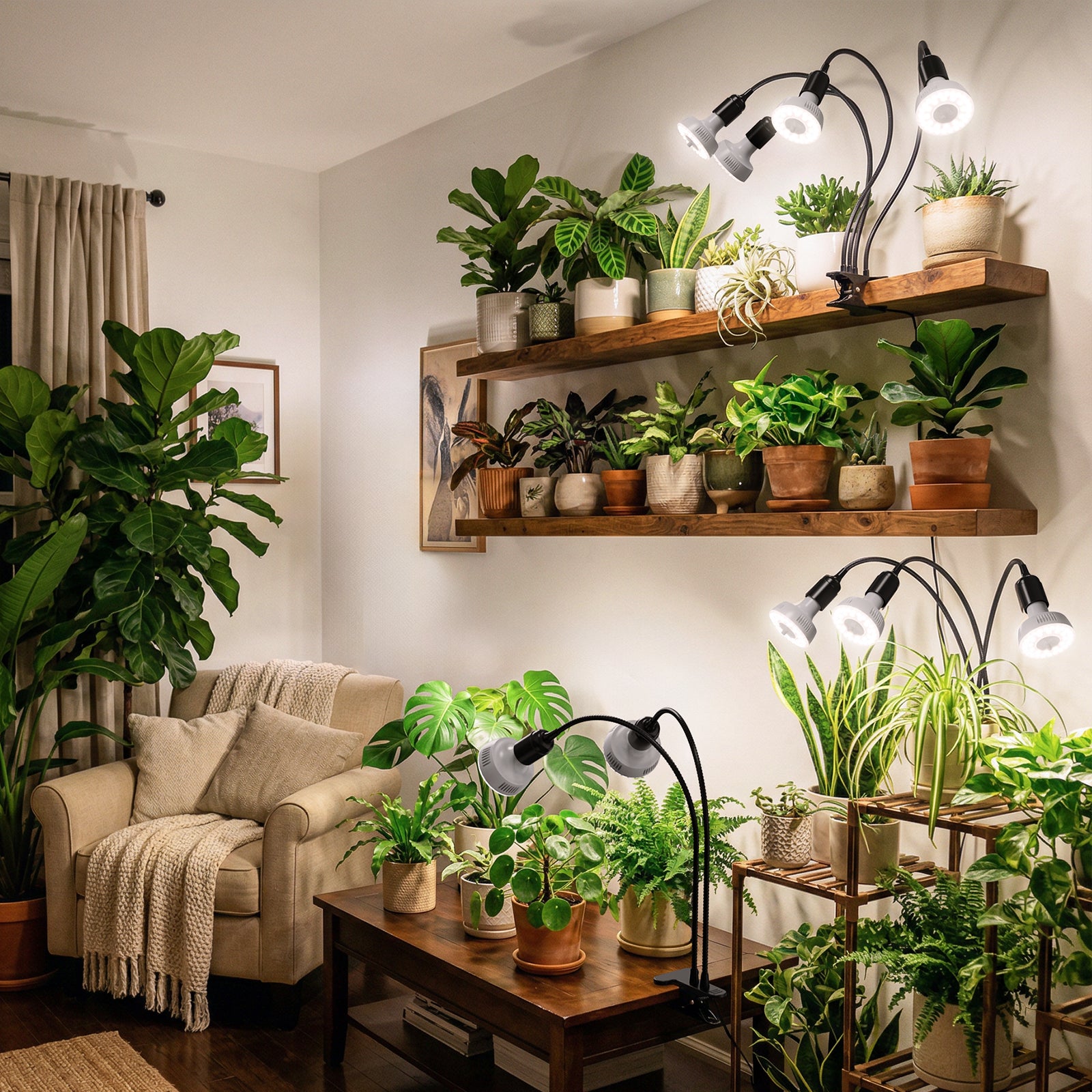 Barrina Orbgrow 4 x 11W Clip-On LED Grow Lights 5000K | Full Spectrum, Dimmable & Timing | OG11A