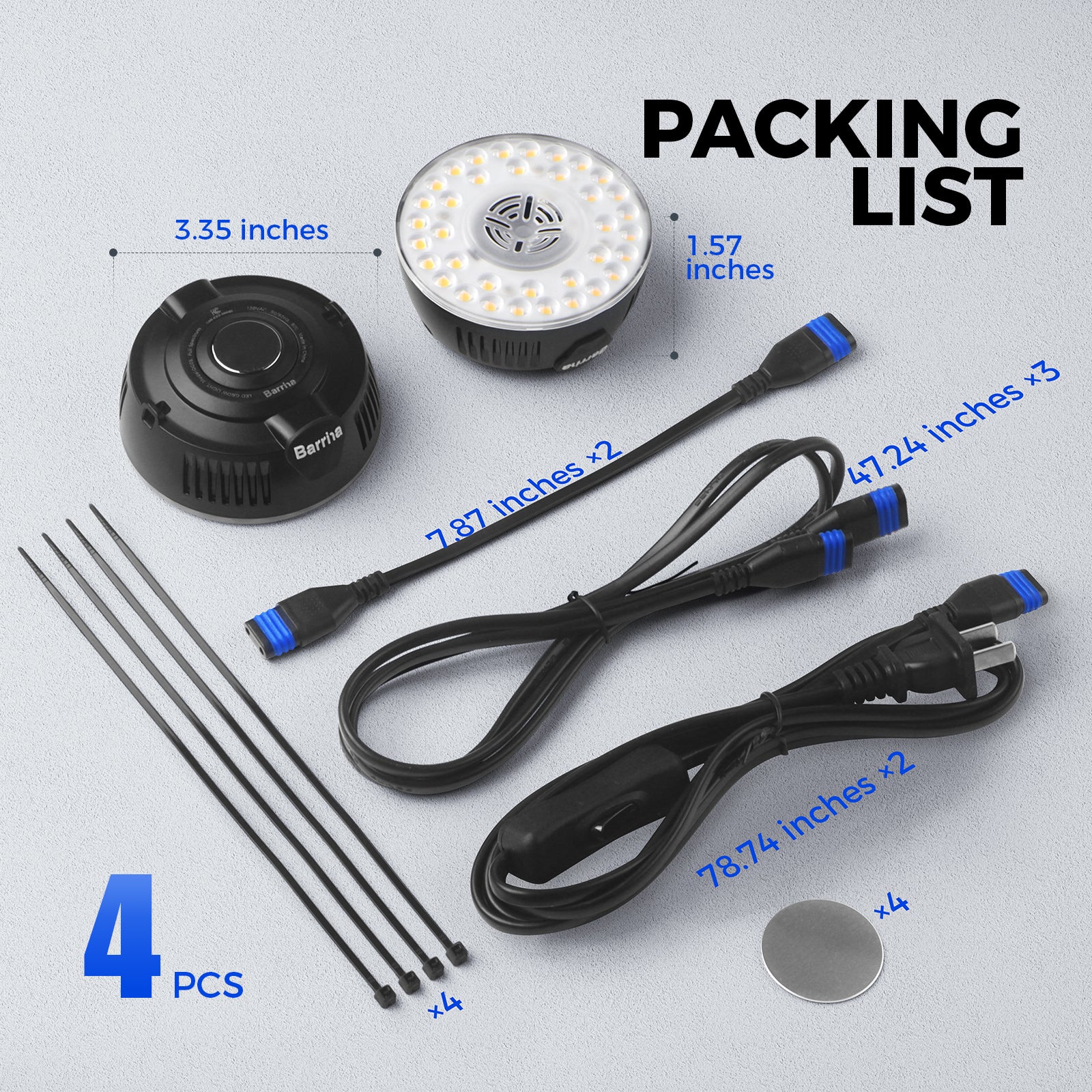 Barrina Orbgrow 9W LED Puck Grow Lights 5000K | Full Spectrum, Magnetic & Linkable | OG09