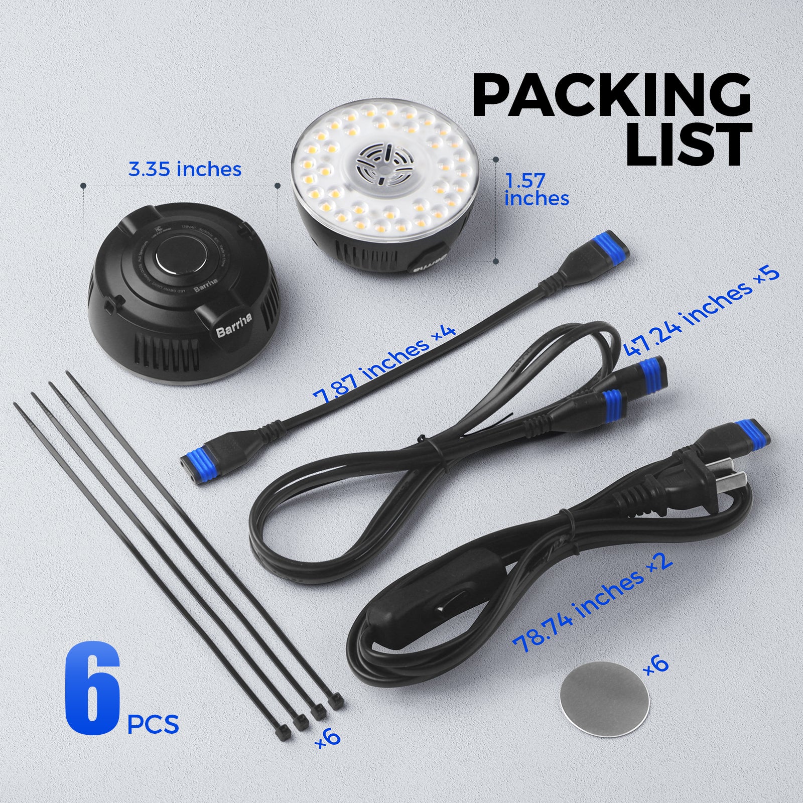 Barrina Orbgrow 9W LED Puck Grow Lights 5000K | Full Spectrum, Magnetic & Linkable | OG09