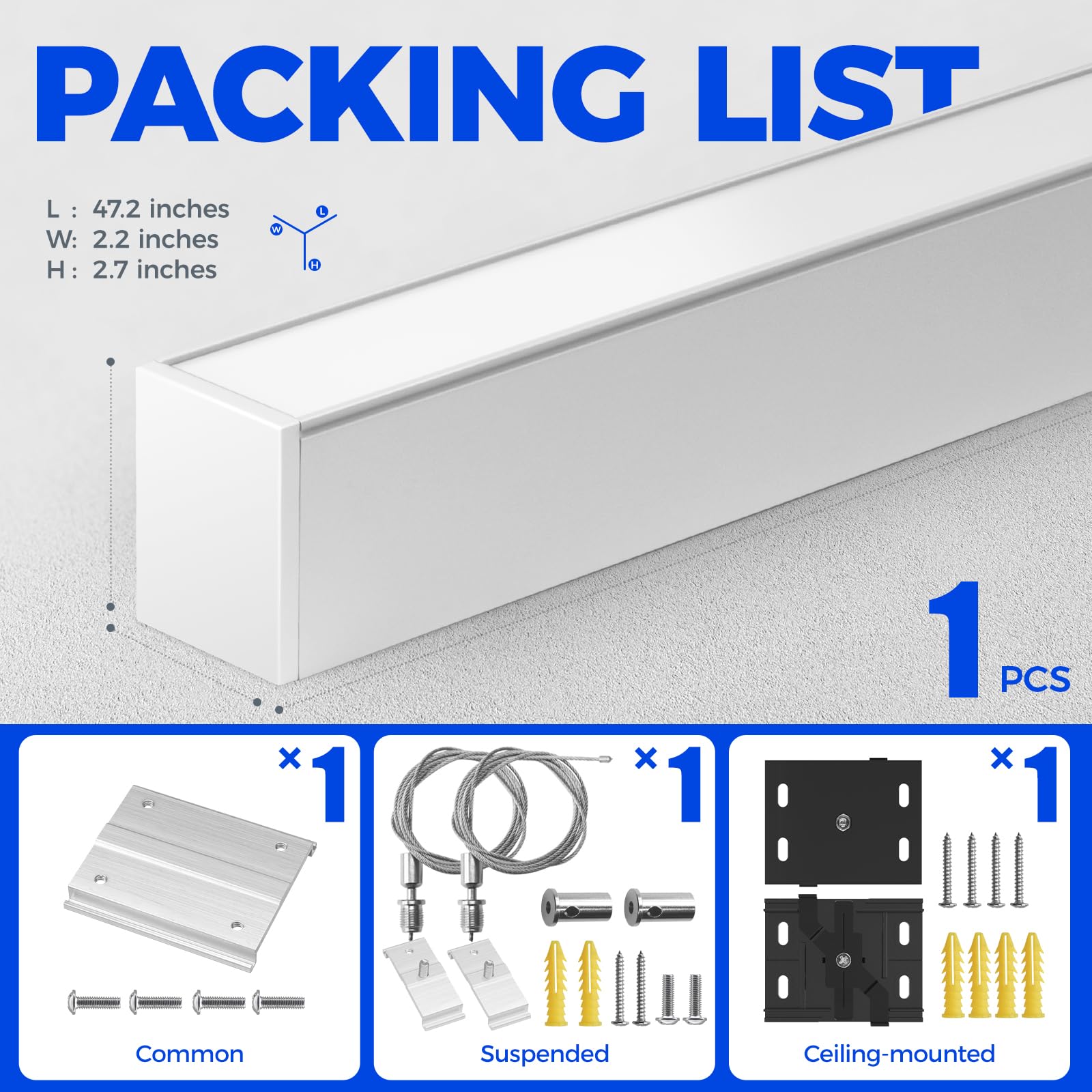 Barrina 5568-0-10V Series 2nd-Generation 45W LED Linear Lights 4FT 3000K - 6000K 4500LM | Seamless Connection & Dimmer Not Included