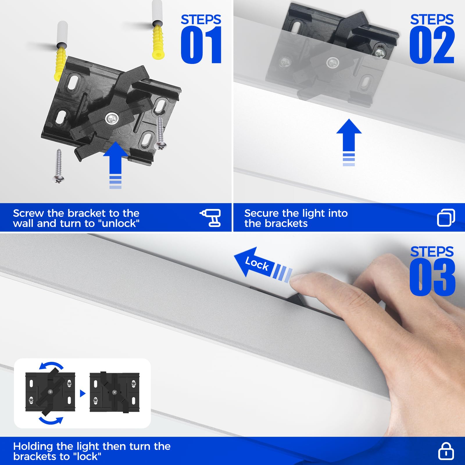 Barrina 5568-0-10V Series 2nd-Generation 45W LED Linear Lights 4FT 3000K - 6000K 4500LM | Seamless Connection & Dimmer Not Included