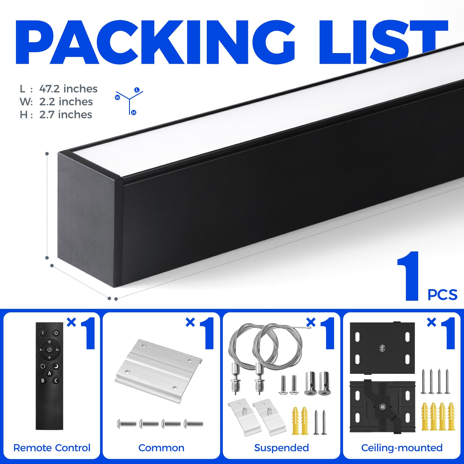 Barrina 5568 Remote Series 2nd-Generation 45W LED Linear Lights 4FT 3000K - 6000K 4500LM | Seamless Connection & Color Changing